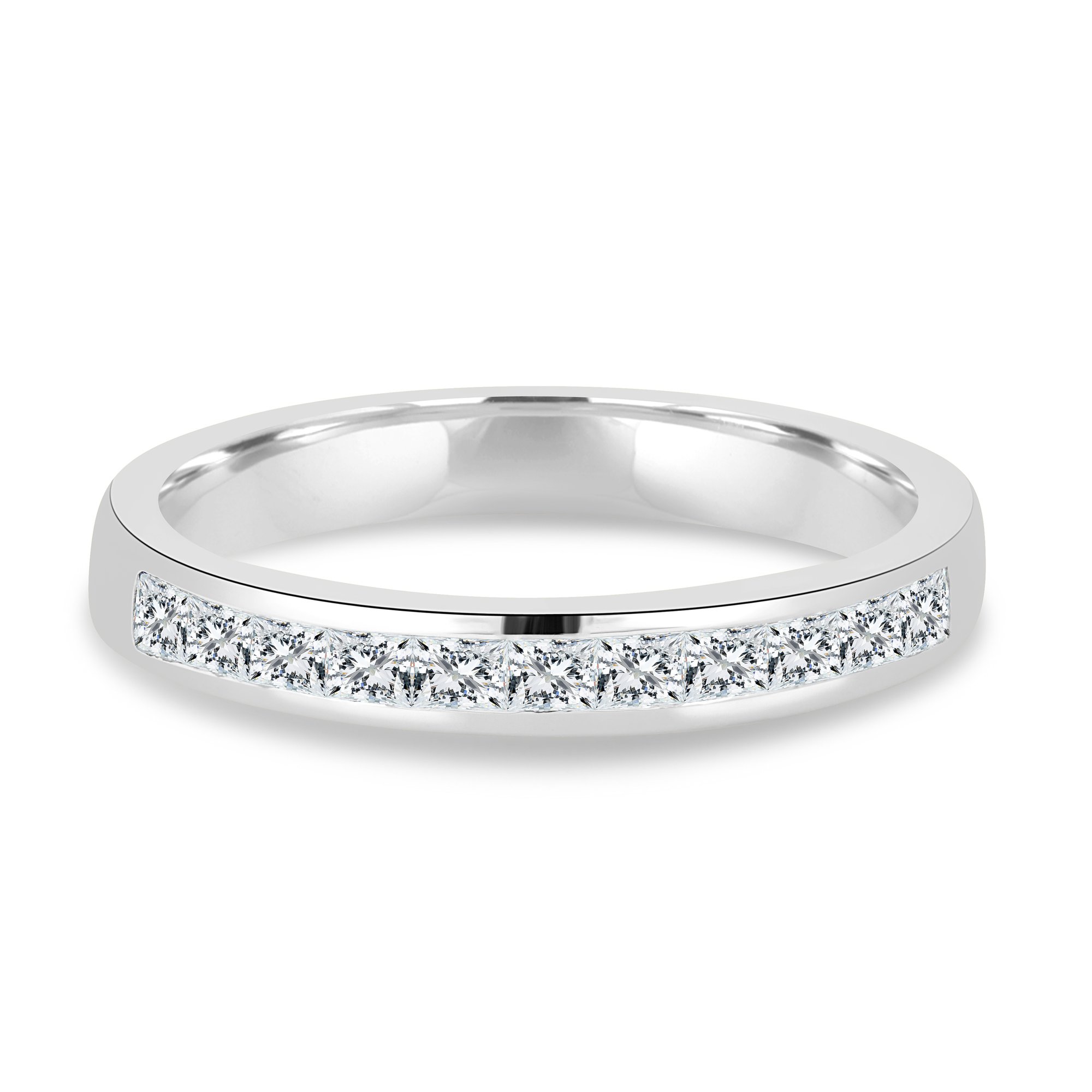 Miranda - Channel Set Wedding Ring - 18k White Gold