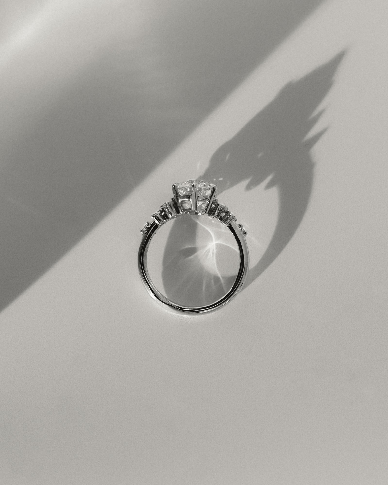 Molly - 6 Claw Round Solitaire with Accent Stones Lifestyle Image