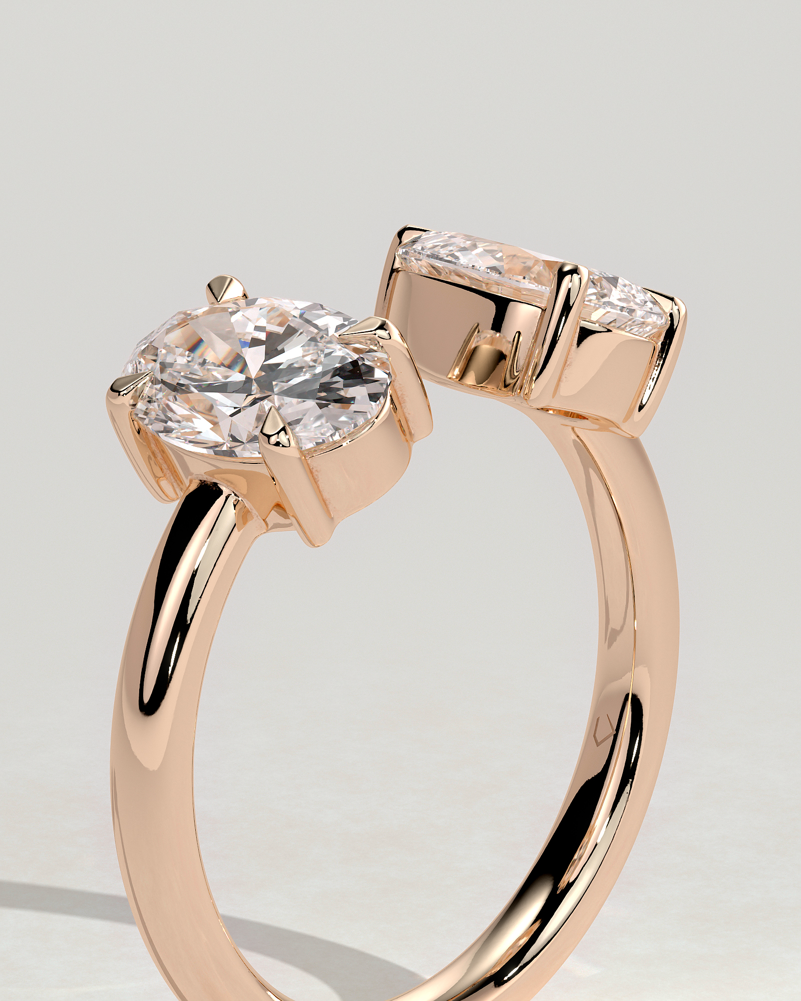 Nadia - Pear and Oval Open Band Toi et Moi - 18k Rose Gold