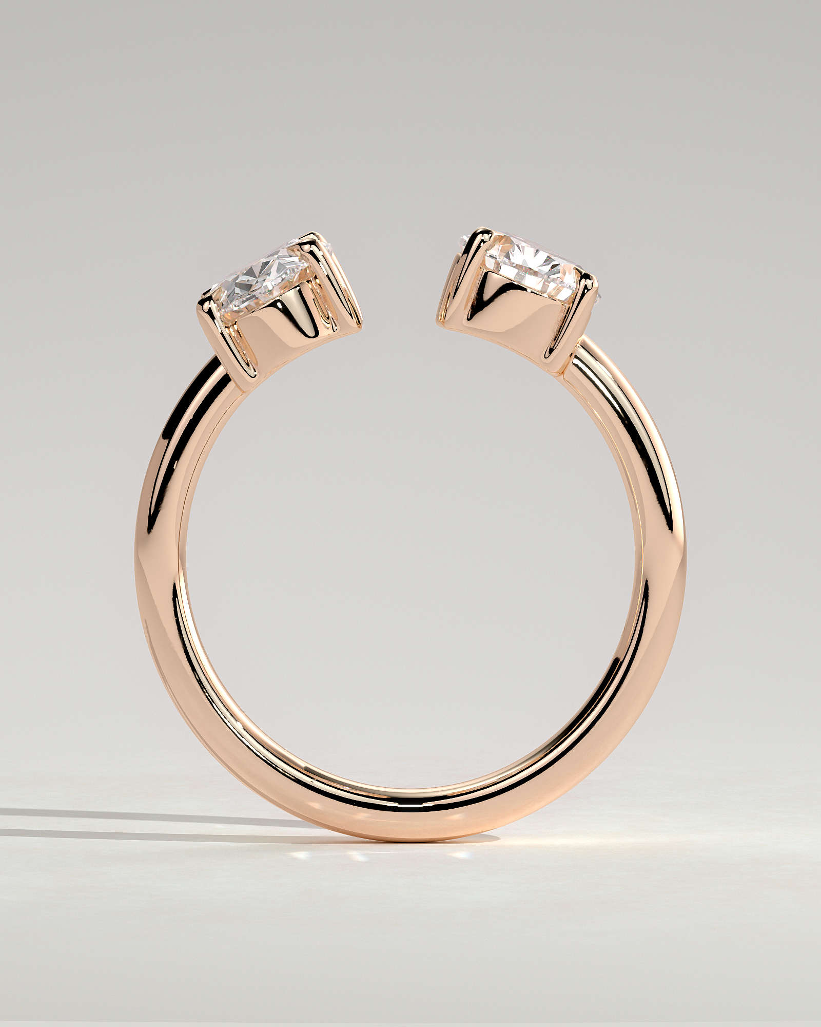 Nadia - Pear and Oval Open Band Toi et Moi - 18k Rose Gold