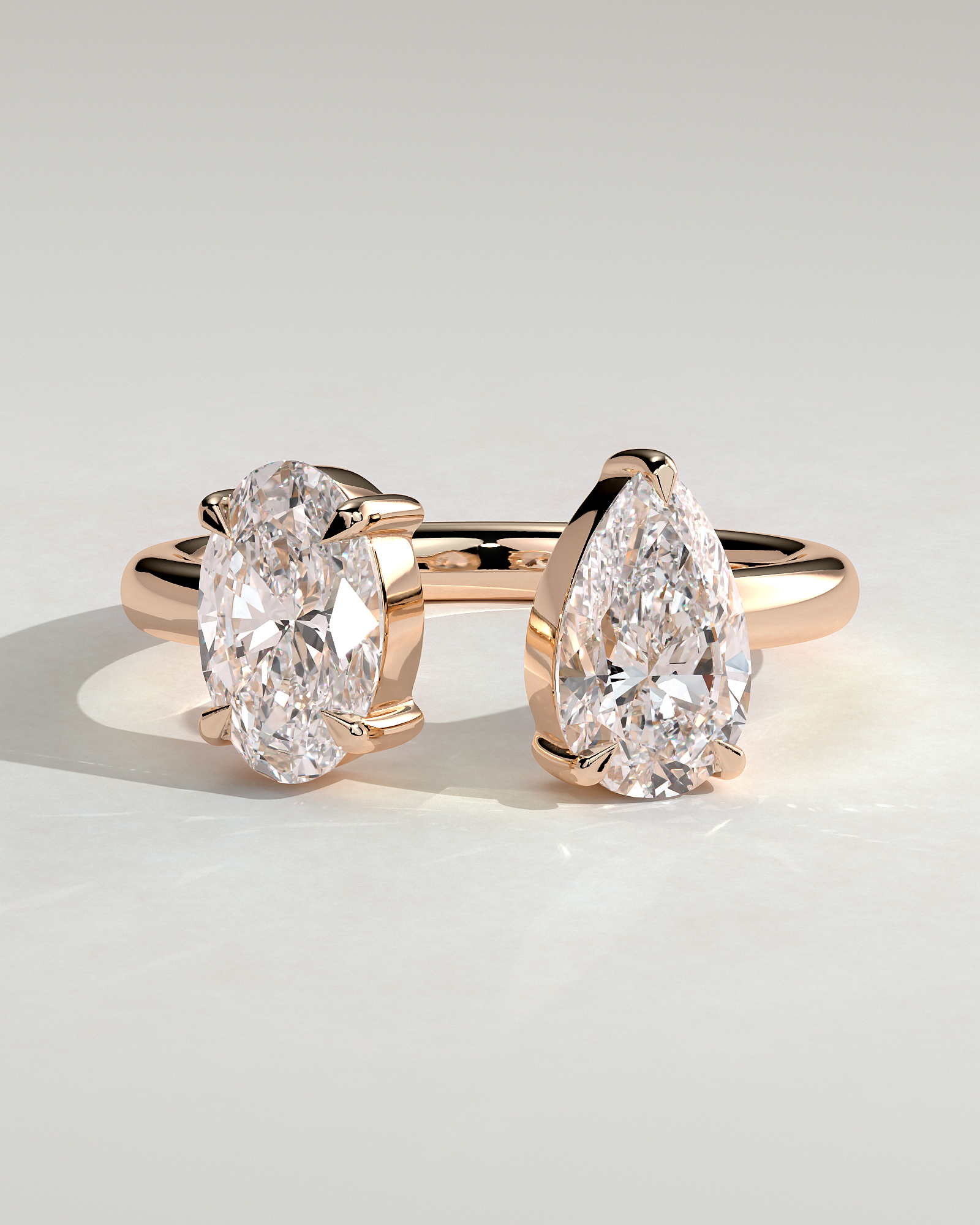 Nadia - Pear and Oval Open Band Toi et Moi - 18k Rose Gold