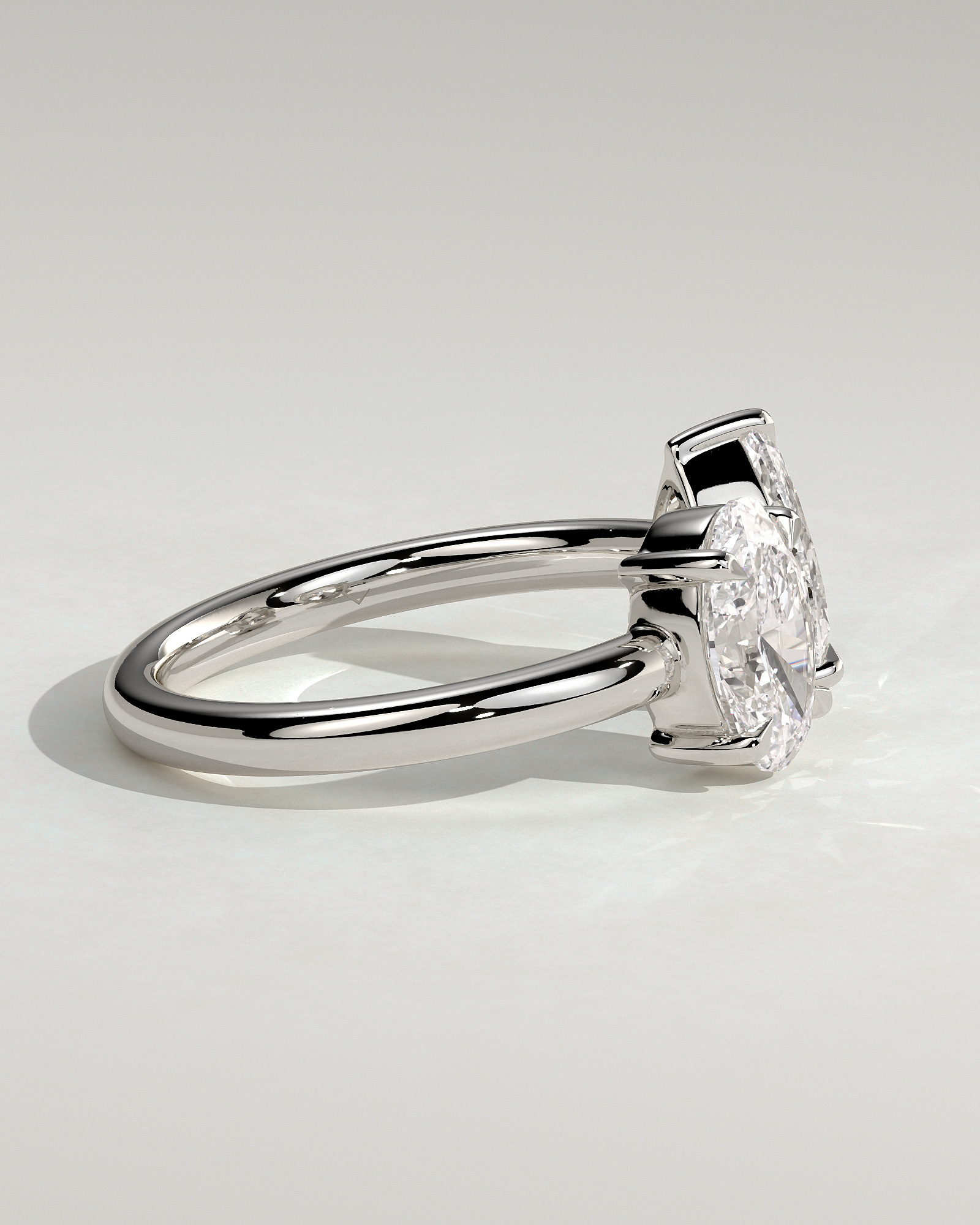 Nadia - Pear and Oval Open Band Toi et Moi - 18k White Gold