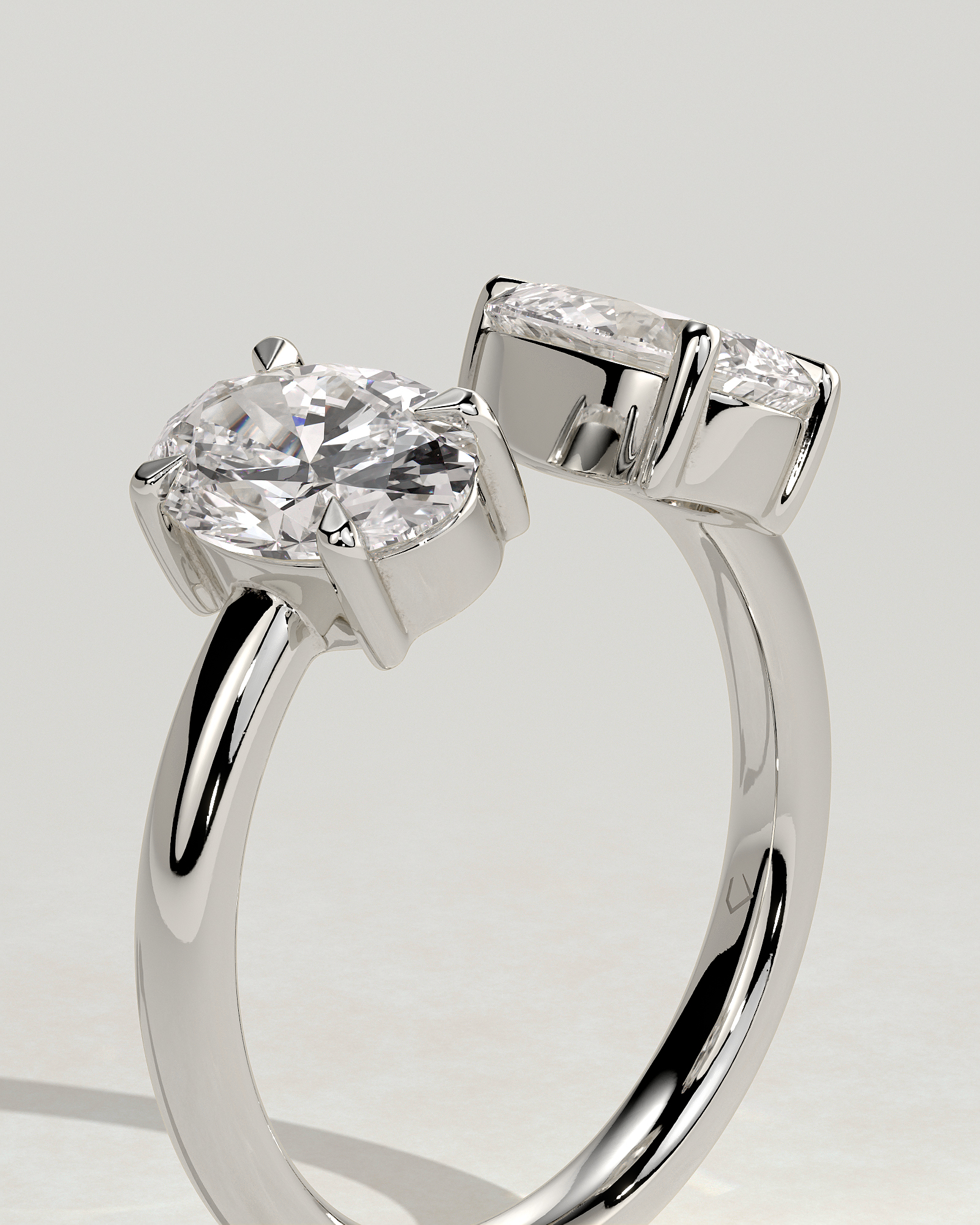 Nadia - Pear and Oval Open Band Toi et Moi - 18k White Gold