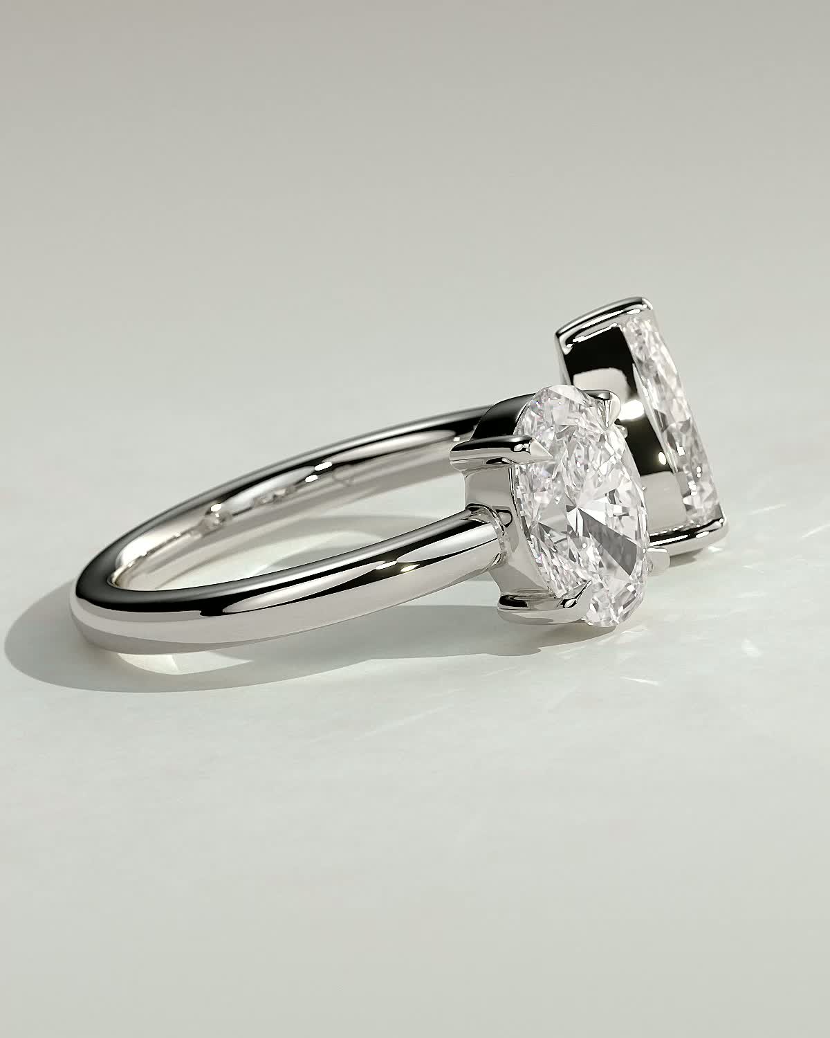 Nadia - Pear and Oval Open Band Toi et Moi - 18k White Gold