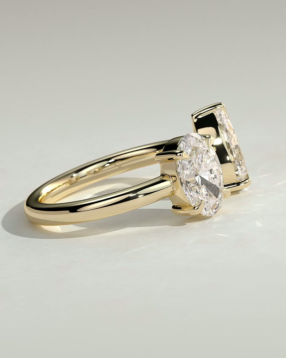 Nadia - Pear and Oval Open Band Toi et Moi - 18k Yellow Gold