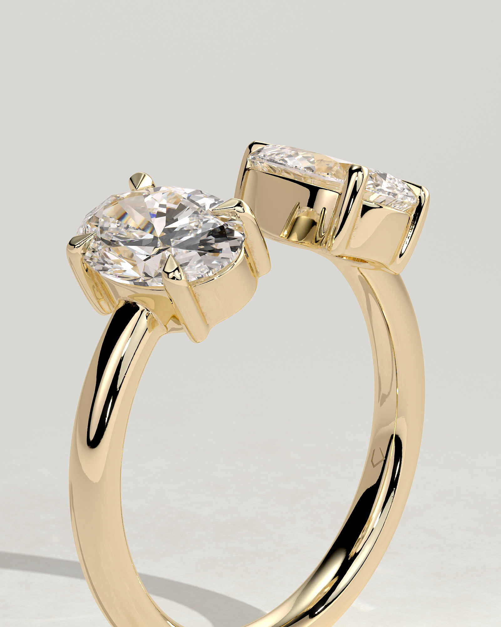 Nadia - Pear and Oval Open Band Toi et Moi - 18k Yellow Gold