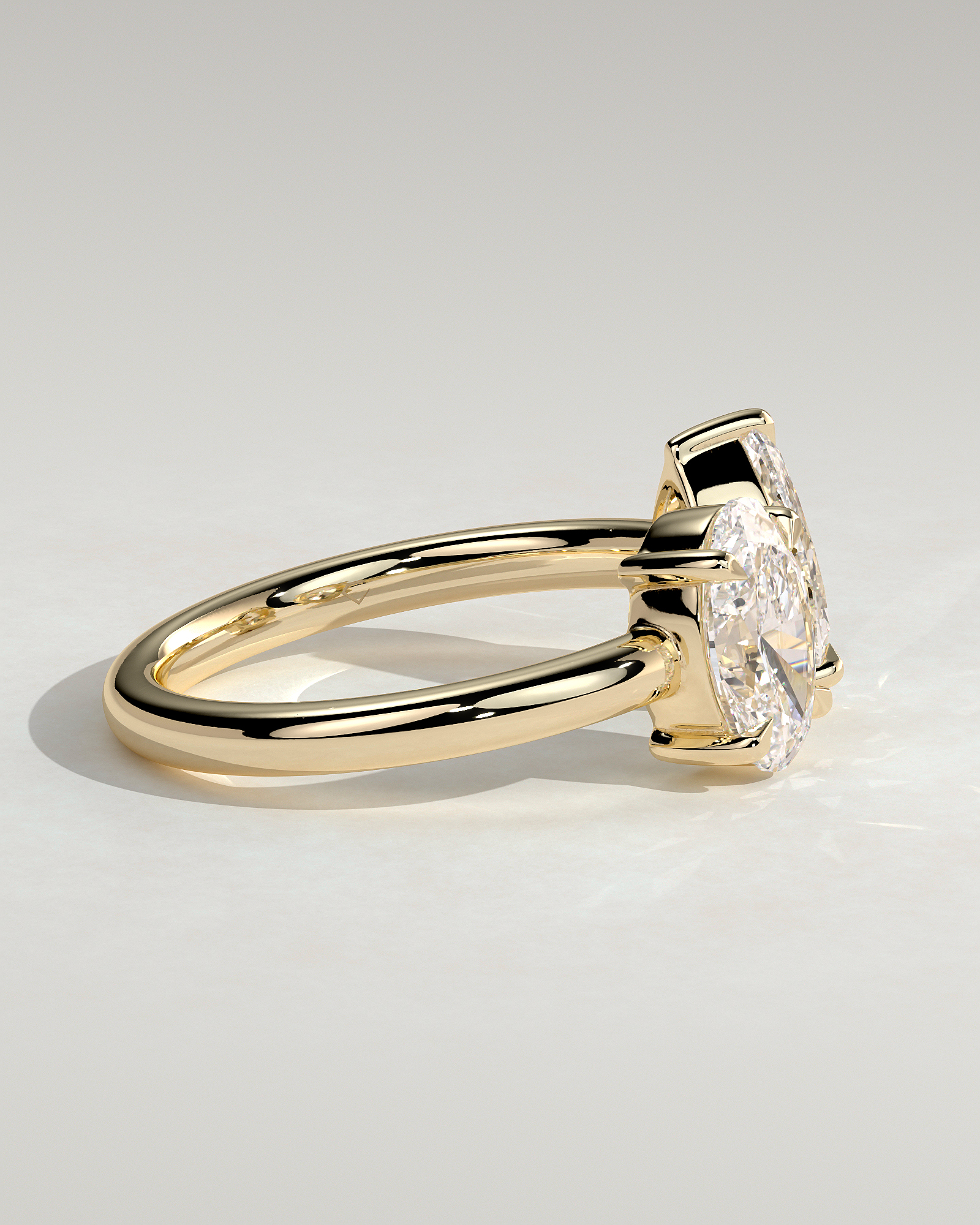 Nadia - Pear and Oval Open Band Toi et Moi - 18k Yellow Gold