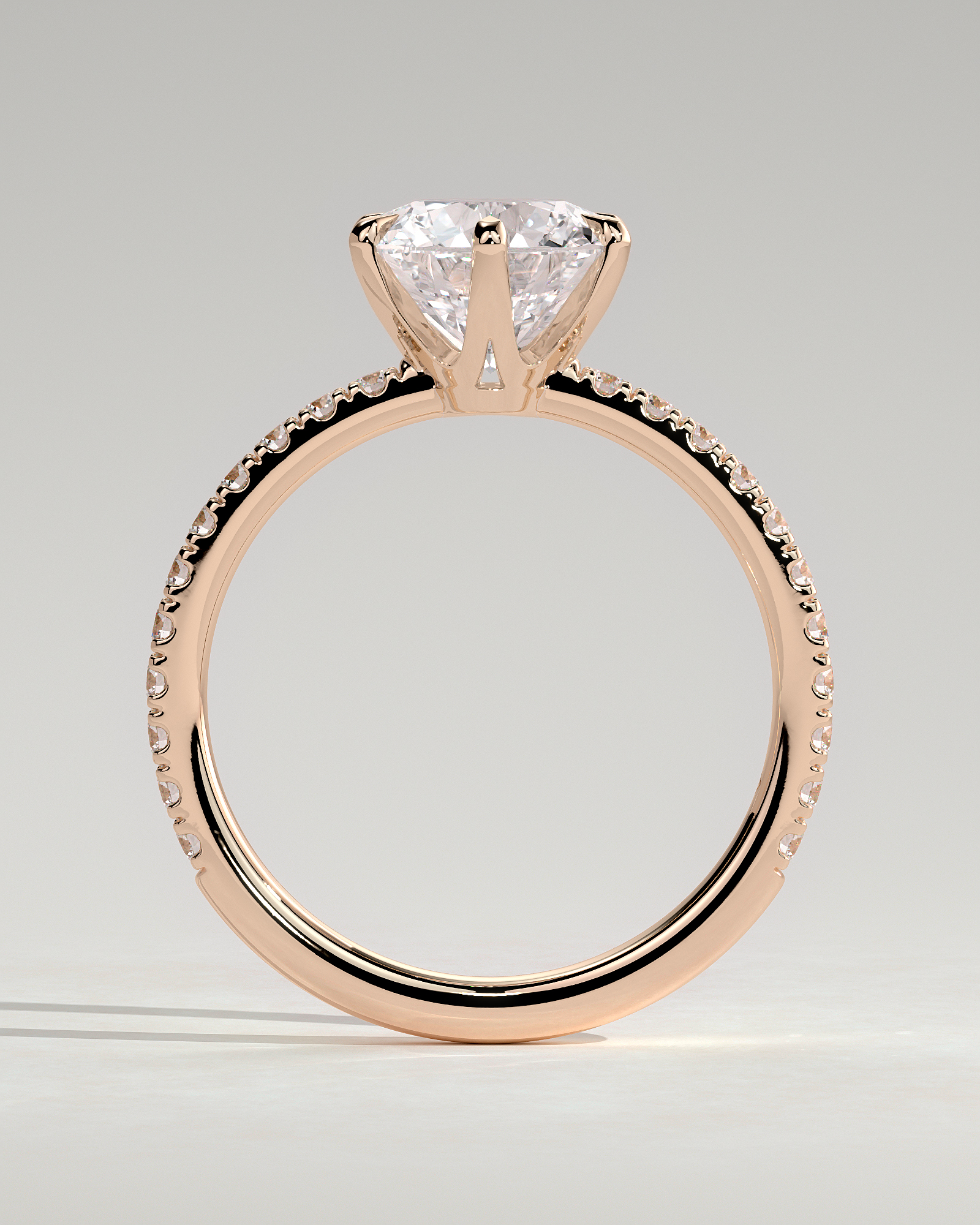 Naomi  6 Claw Pav Round Solitaire - 18k Rose Gold