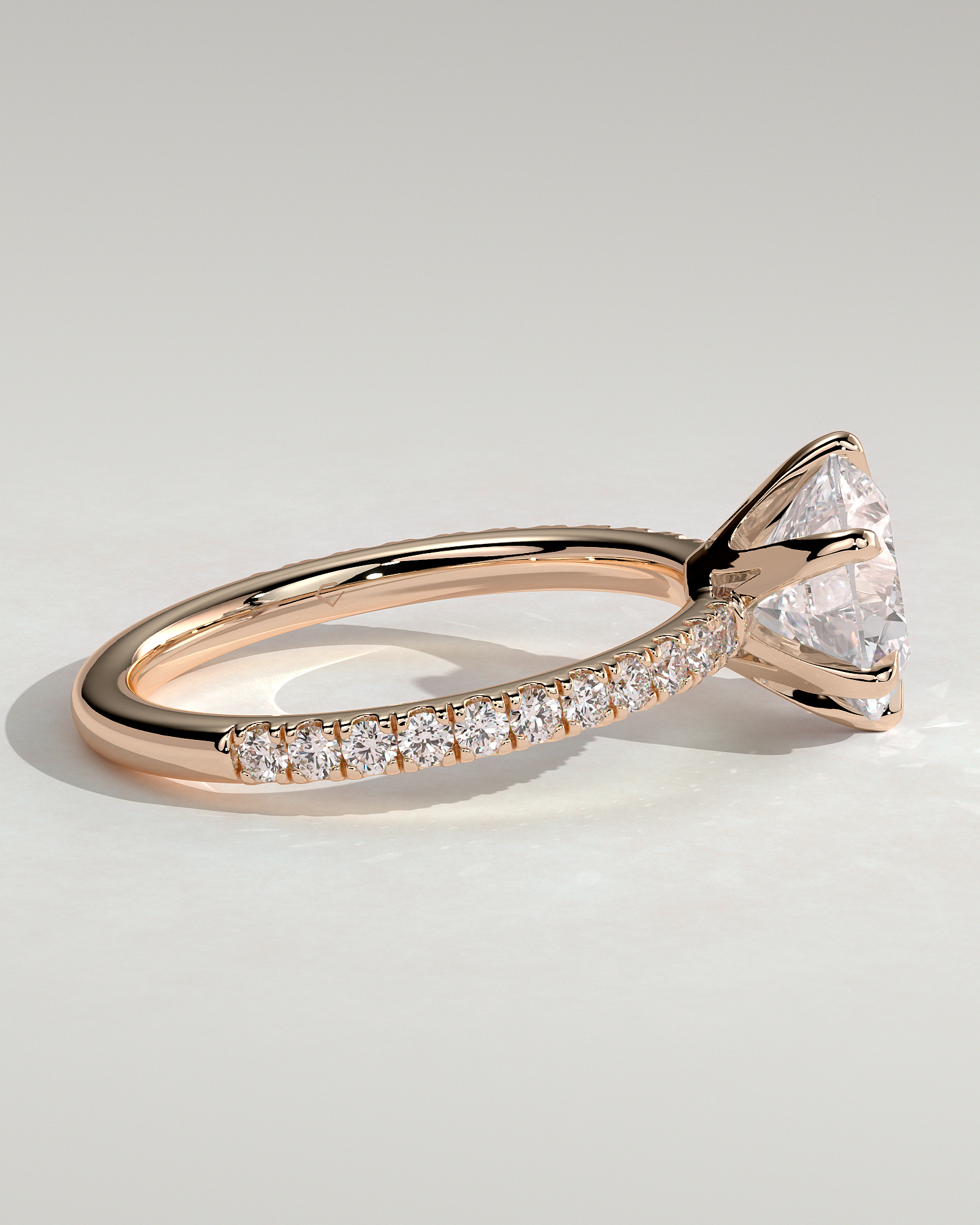 Naomi  6 Claw Pav Round Solitaire - 18k Rose Gold