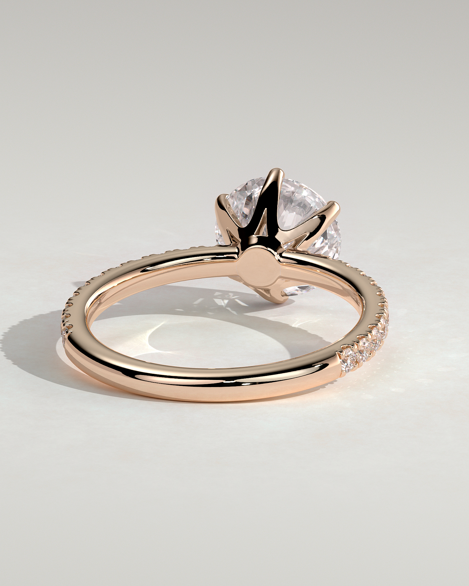 Naomi  6 Claw Pav Round Solitaire - 18k Rose Gold