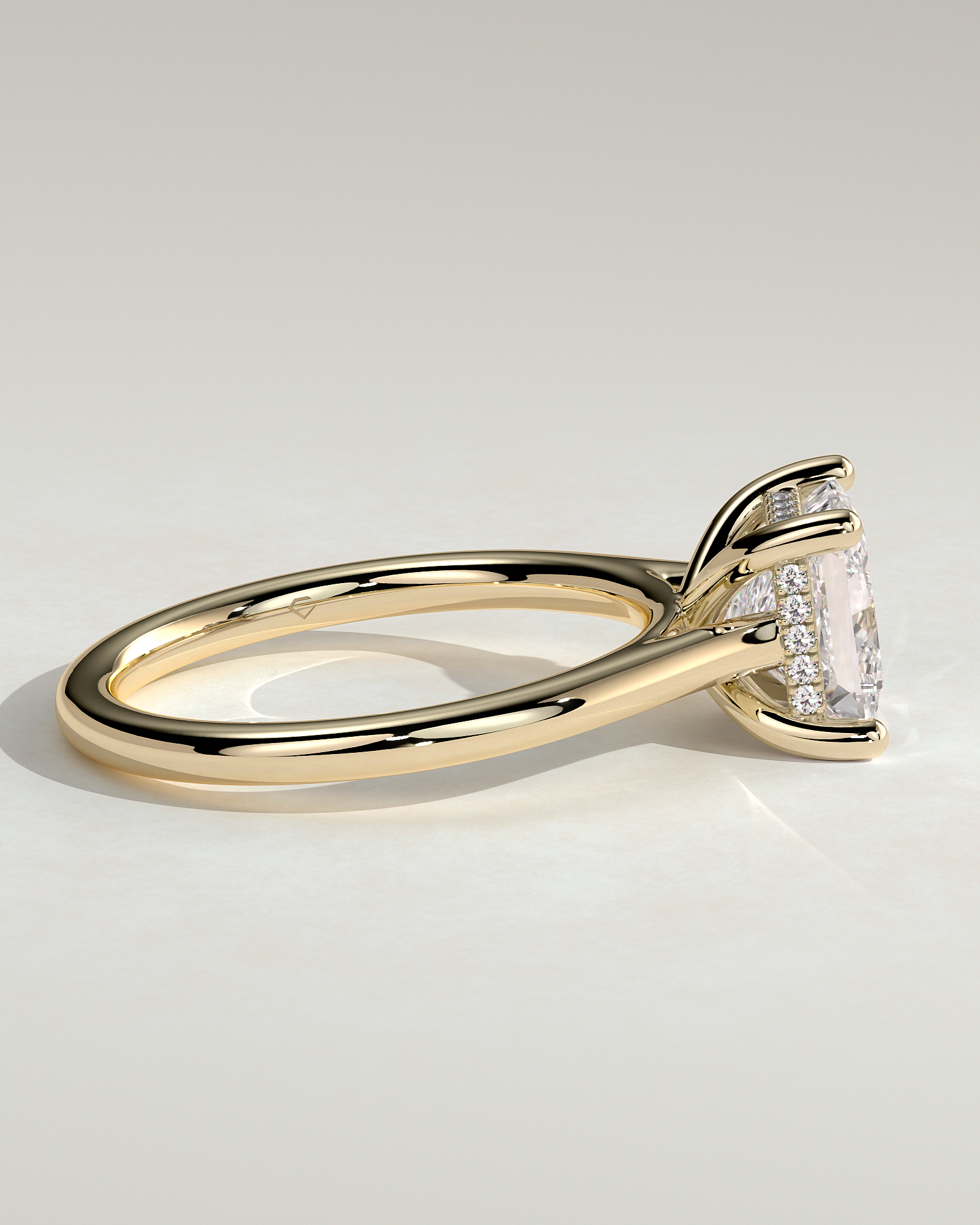 Natalie  Cathedral Princess Solitaire with Hidden Halo - 18k Yellow Gold