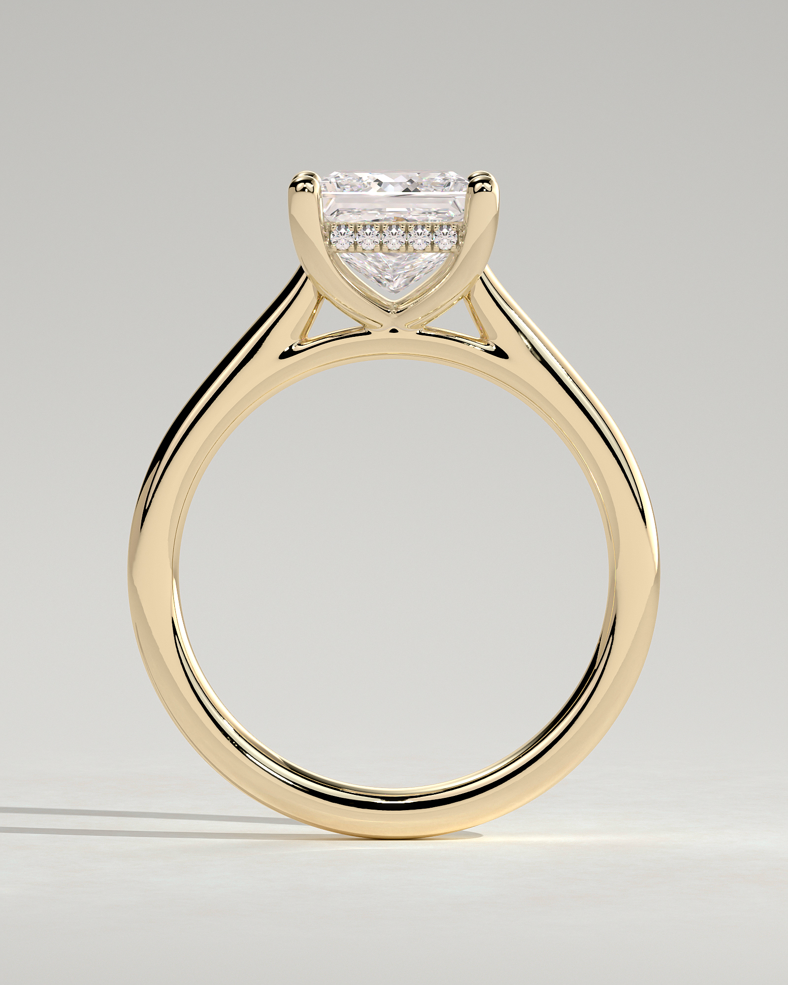 Natalie  Cathedral Princess Solitaire with Hidden Halo - 18k Yellow Gold