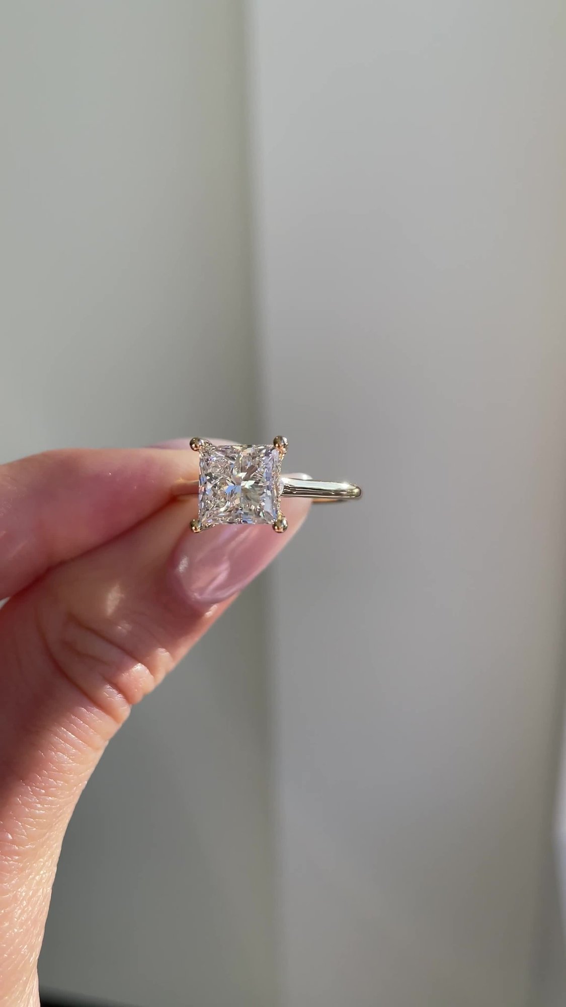 Natalie  Cathedral Princess Solitaire with Hidden Halo Lifestyle Image