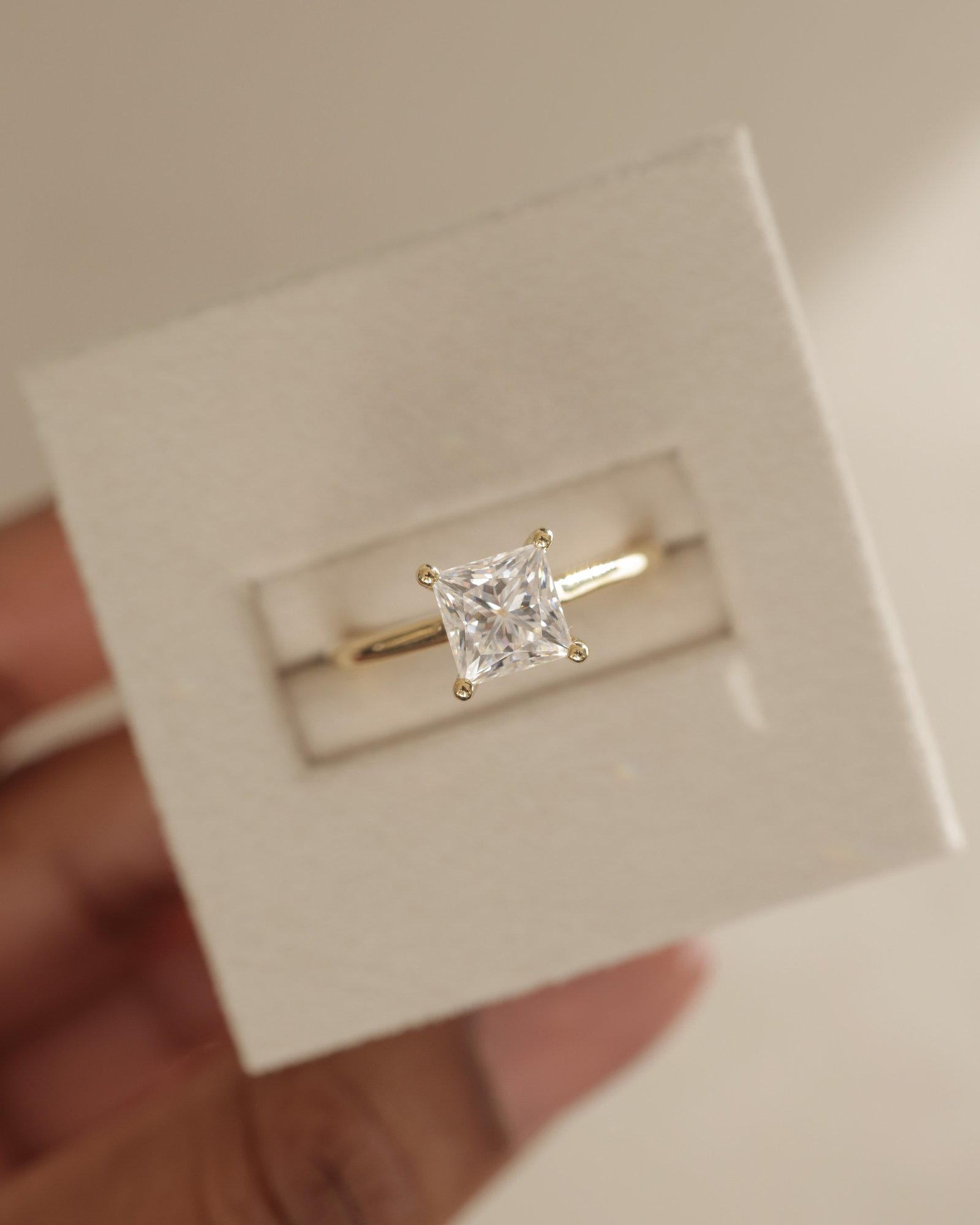 Natalie  Cathedral Princess Solitaire with Hidden Halo Lifestyle Image