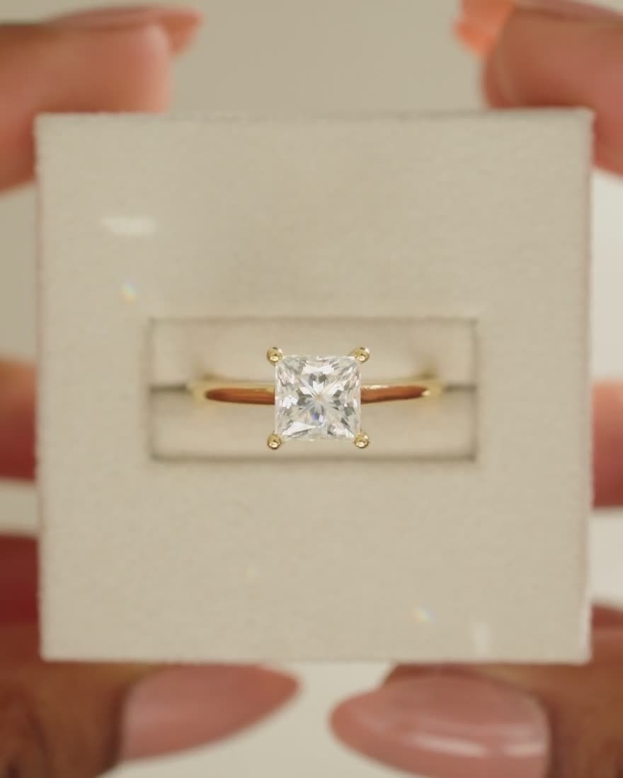 Natalie  Cathedral Princess Solitaire with Hidden Halo Lifestyle Image