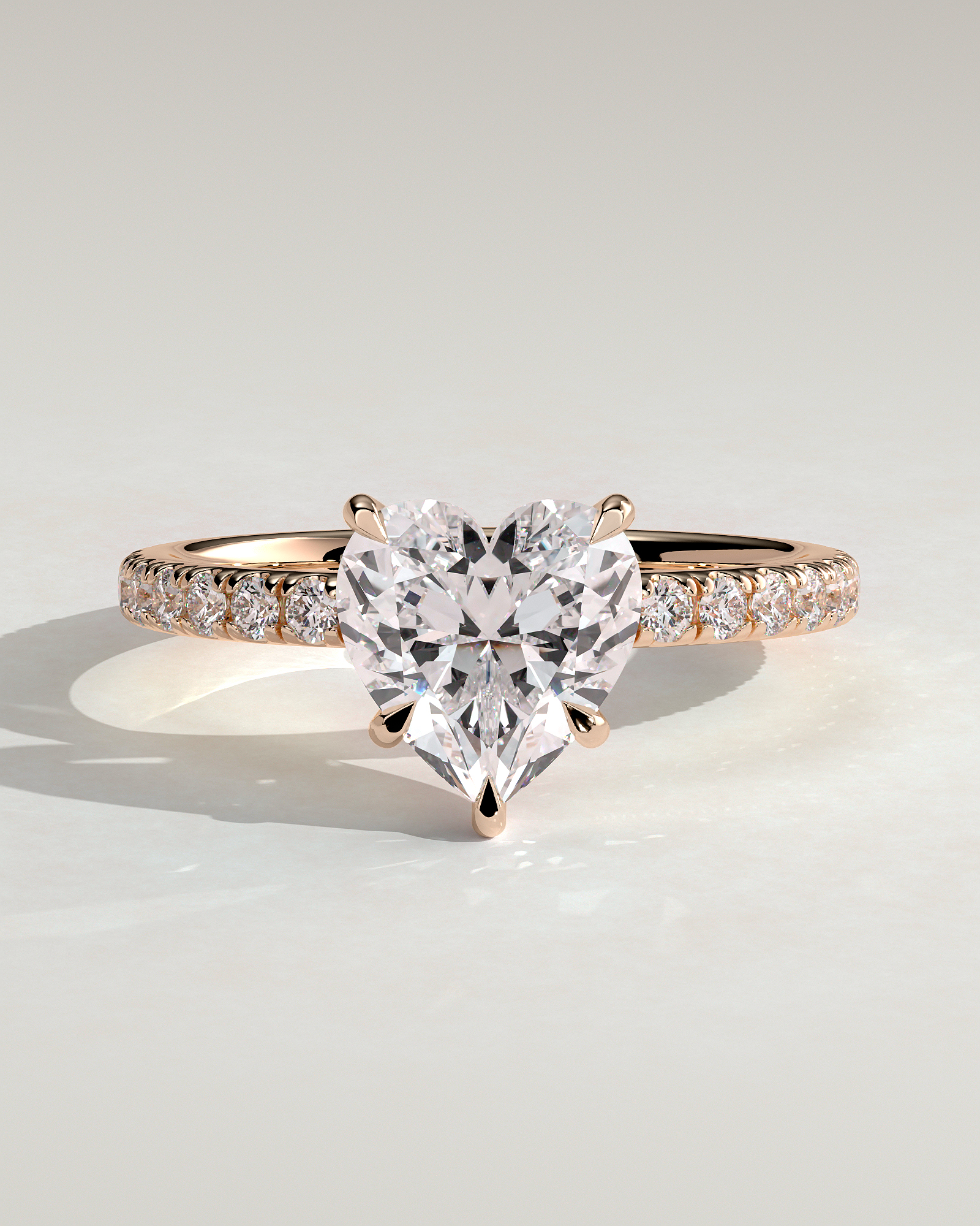 Neha  Heart Solitaire with Pave - 18k Rose Gold