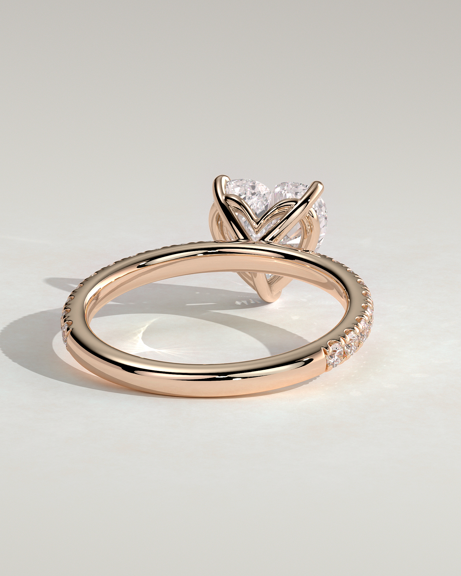 Neha  Heart Solitaire with Pave - 18k Rose Gold