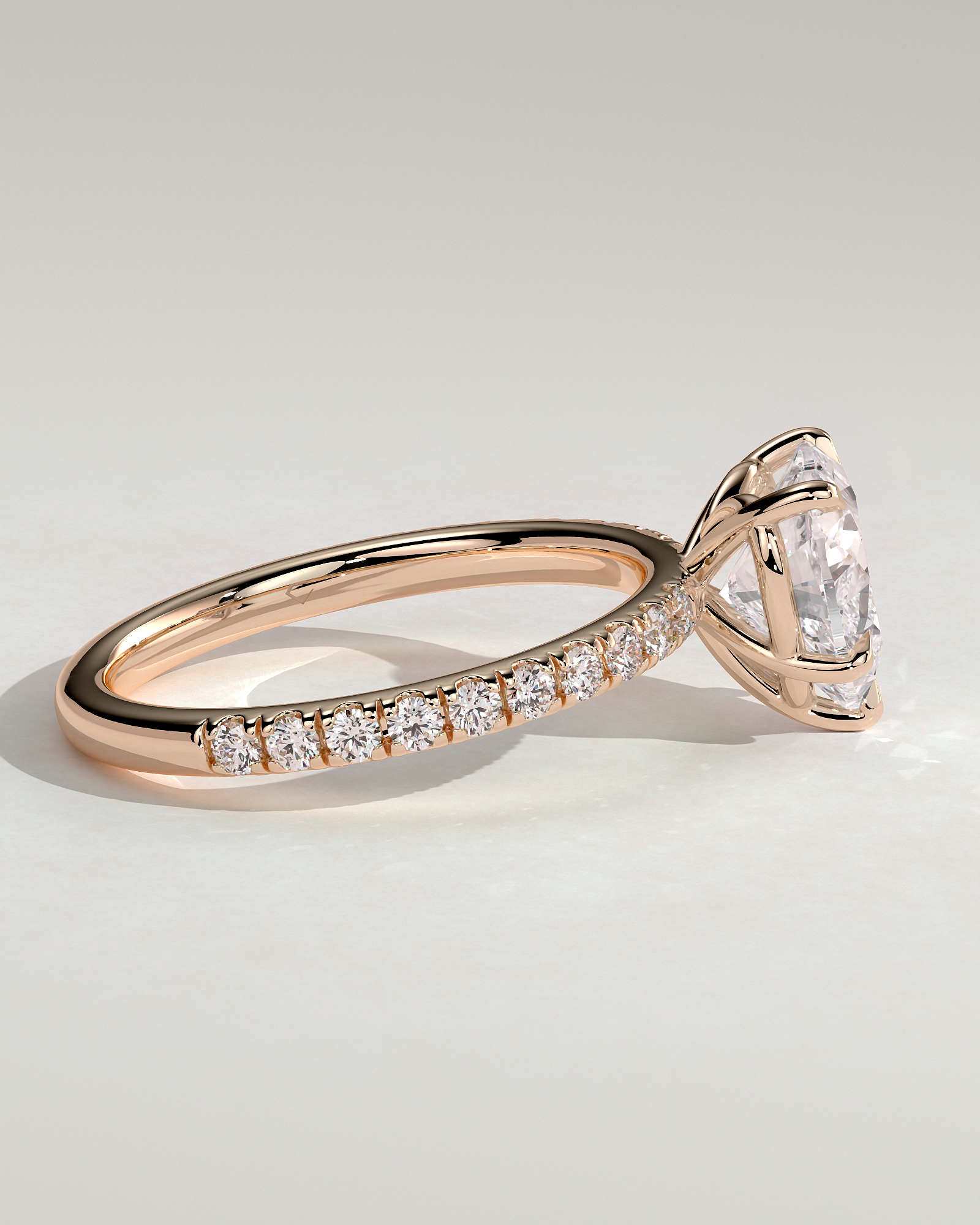 Neha  Heart Solitaire with Pave - 18k Rose Gold