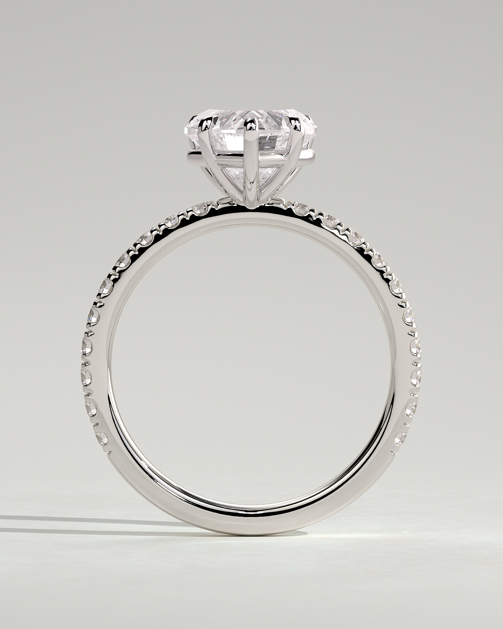 Neha  Heart Solitaire with Pave - 18k White Gold