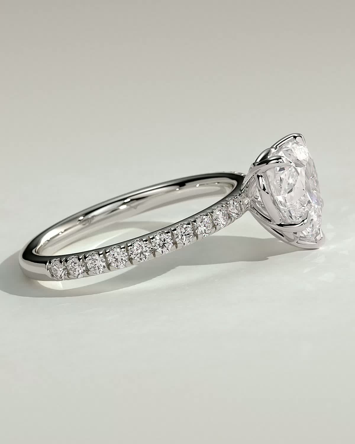 Neha  Heart Solitaire with Pave - 18k White Gold