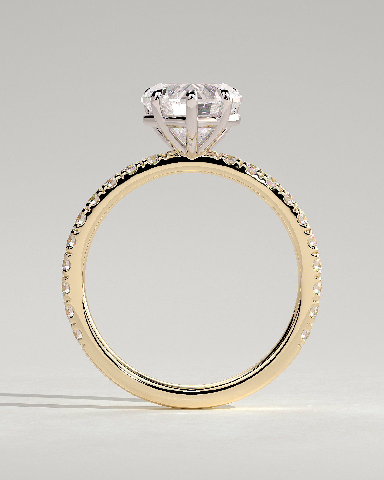 Neha  Heart Solitaire with Pave - 18k Yellow Gold / 18k White Gold