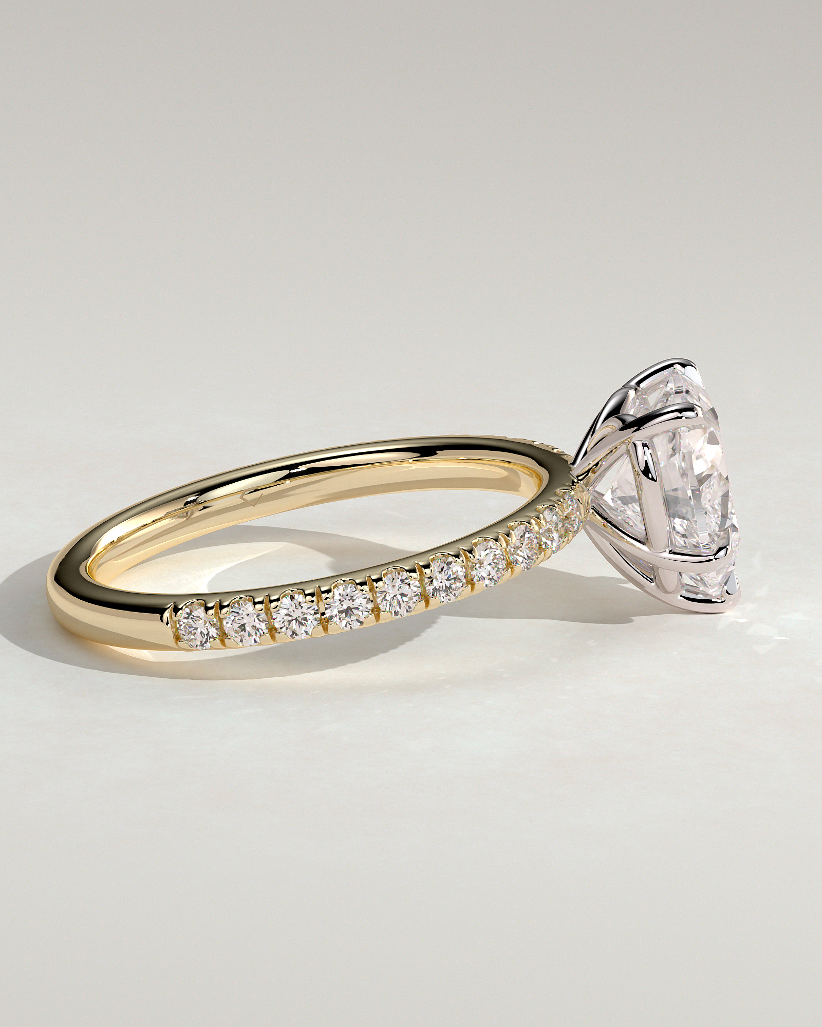 Neha  Heart Solitaire with Pave - 18k Yellow Gold / 18k White Gold