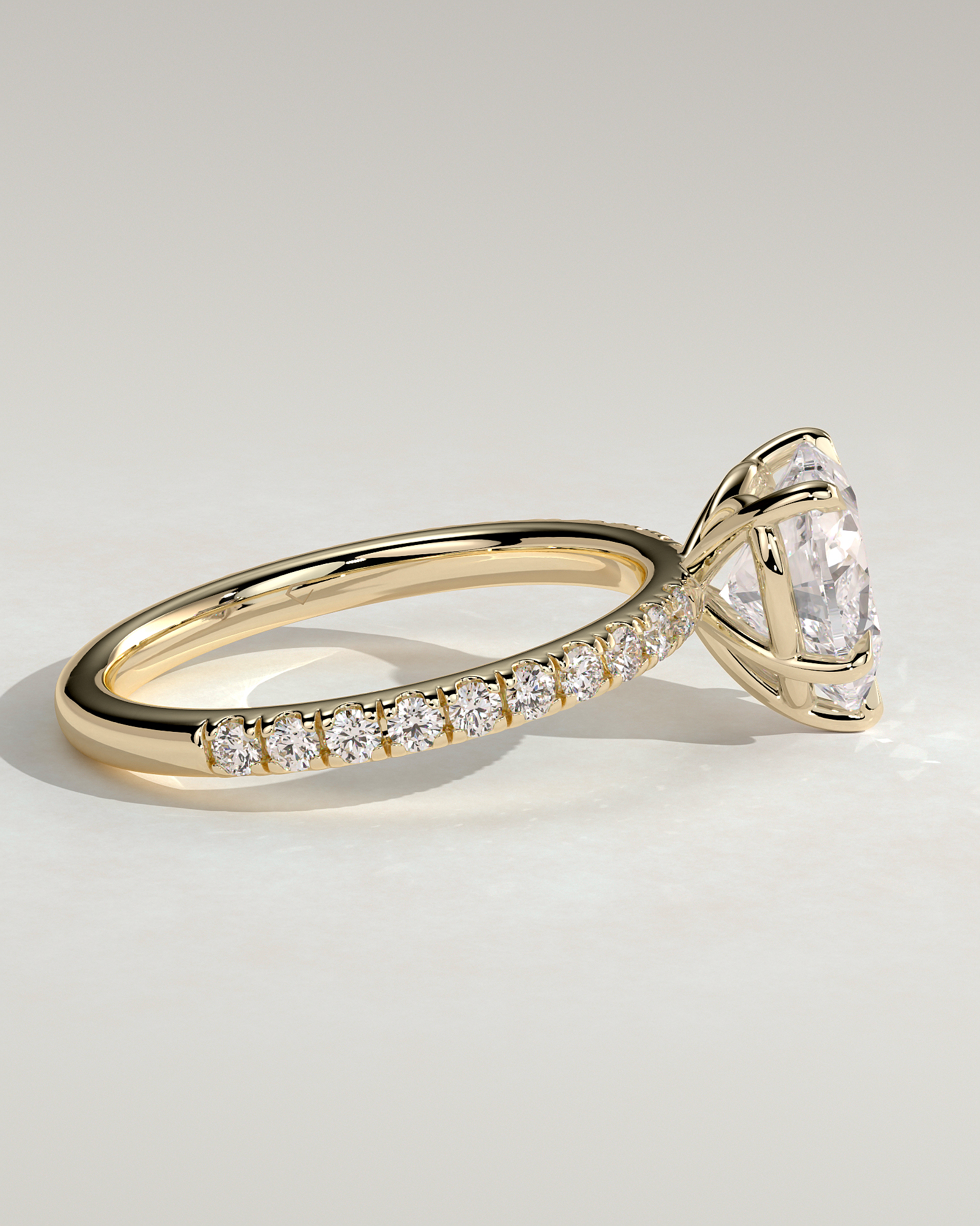 Neha  Heart Solitaire with Pave - 18k Yellow Gold