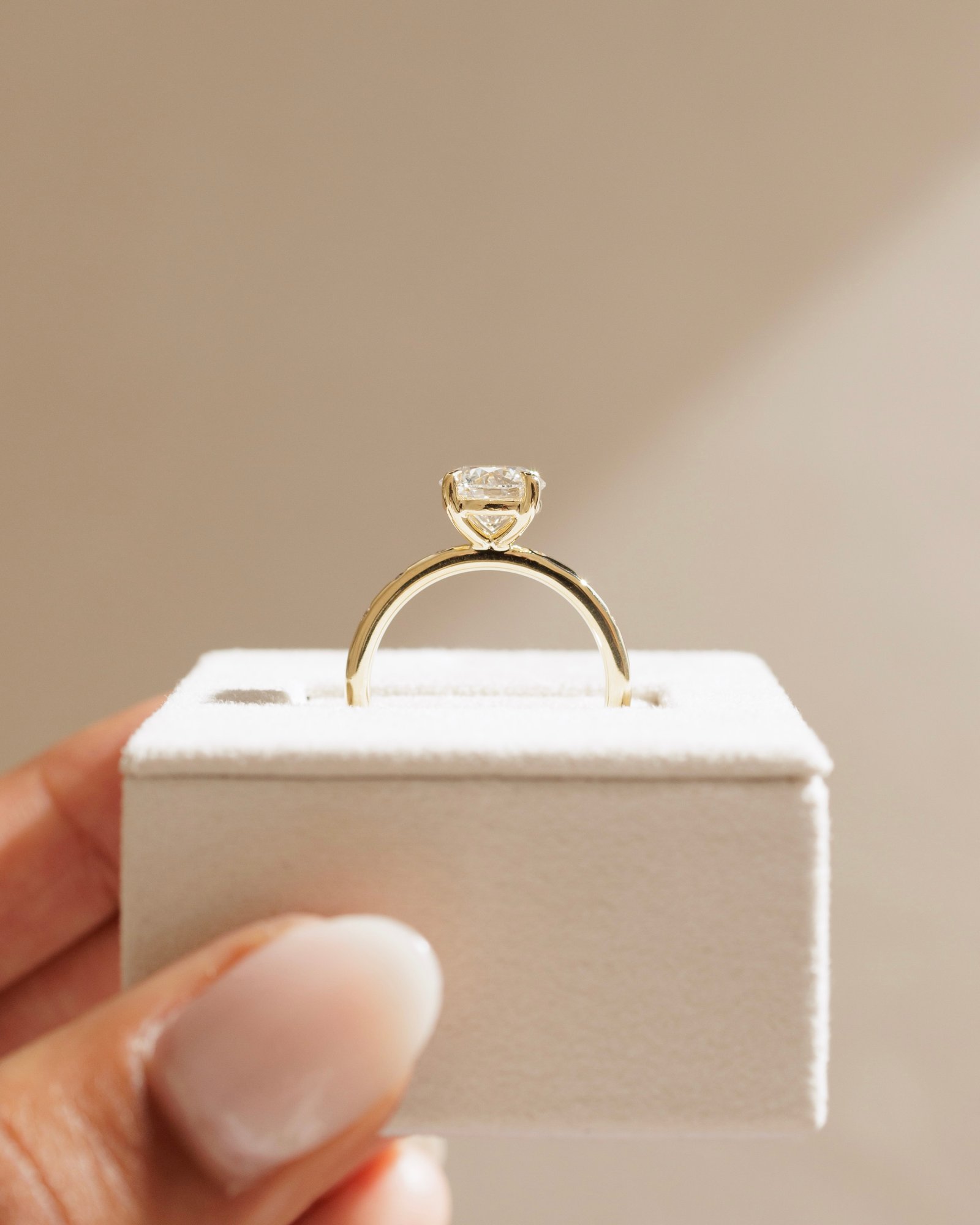 Nekija - 4 Claw Round Solitaire with Accent Stones Lifestyle Image