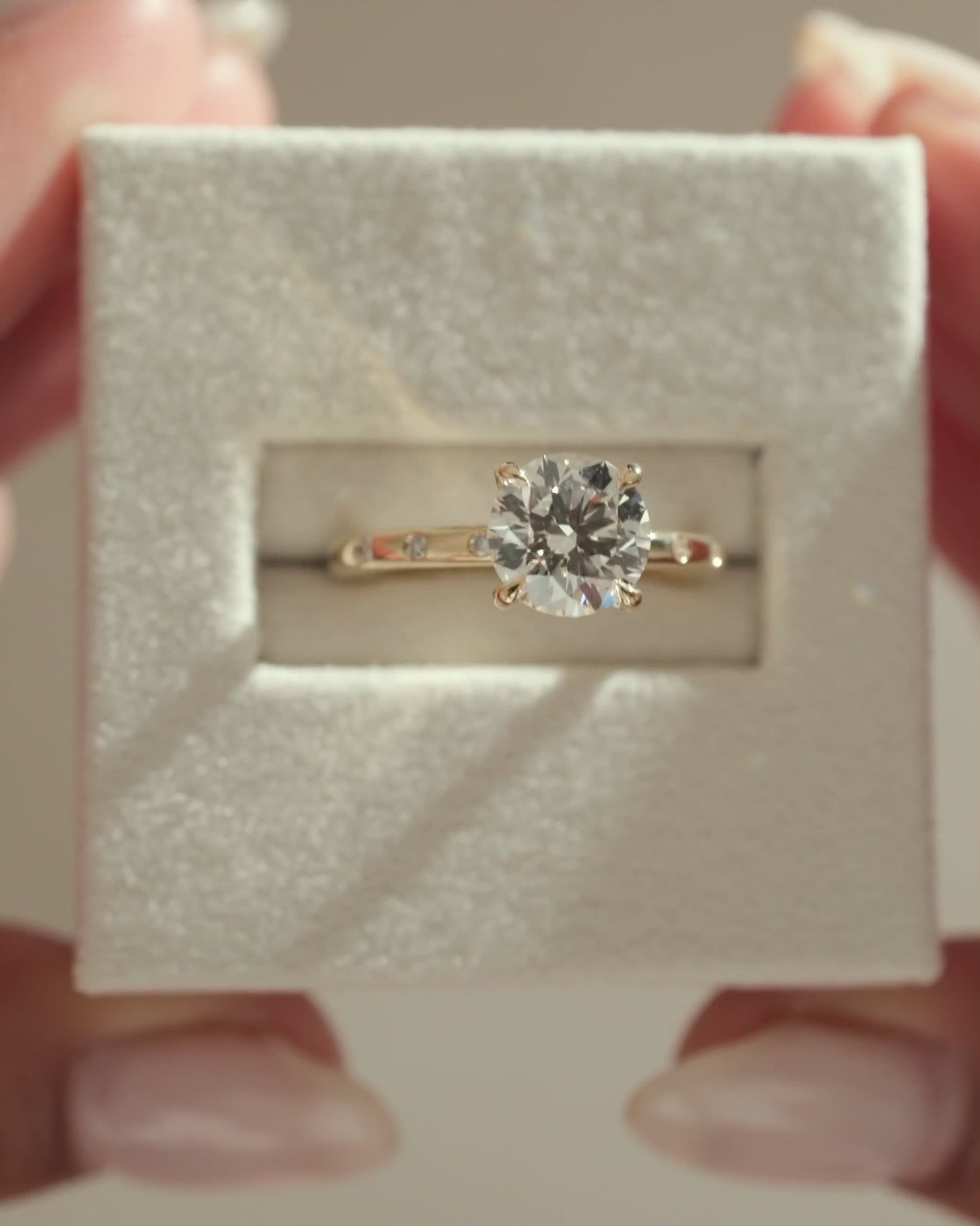 Nekija - 4 Claw Round Solitaire with Accent Stones Lifestyle Image