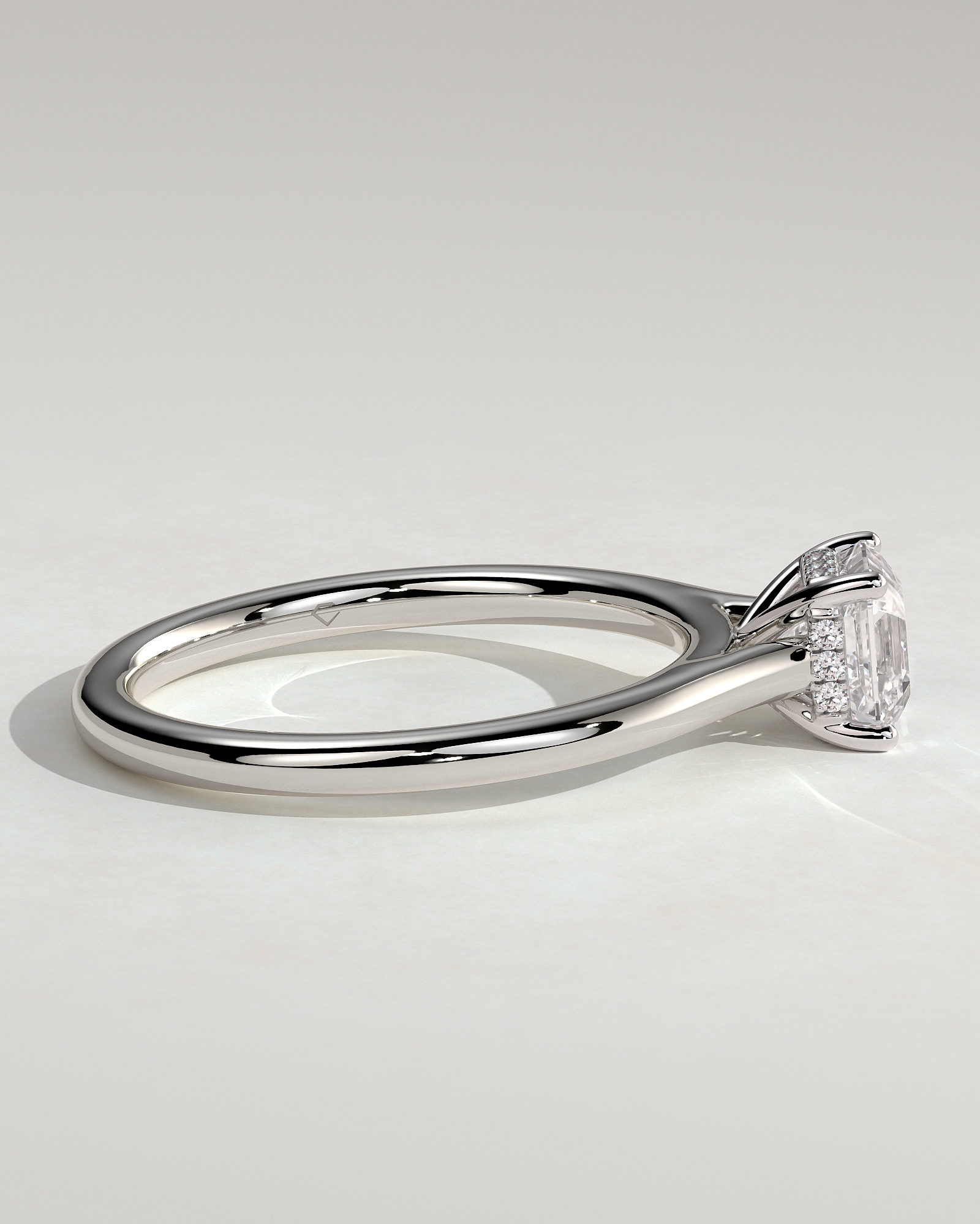 Nia - 4 Claw Asscher Solitaire with Hidden Halo - 18k White Gold
