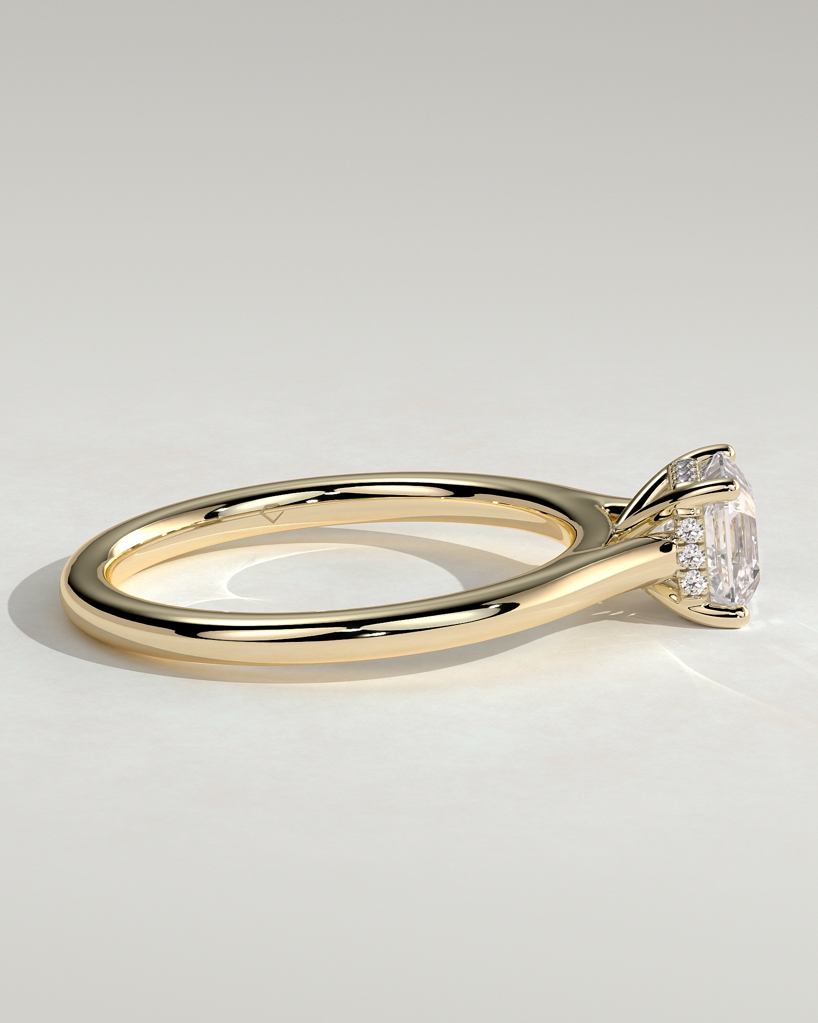Nia - 4 Claw Asscher Solitaire with Hidden Halo - 18k Yellow Gold
