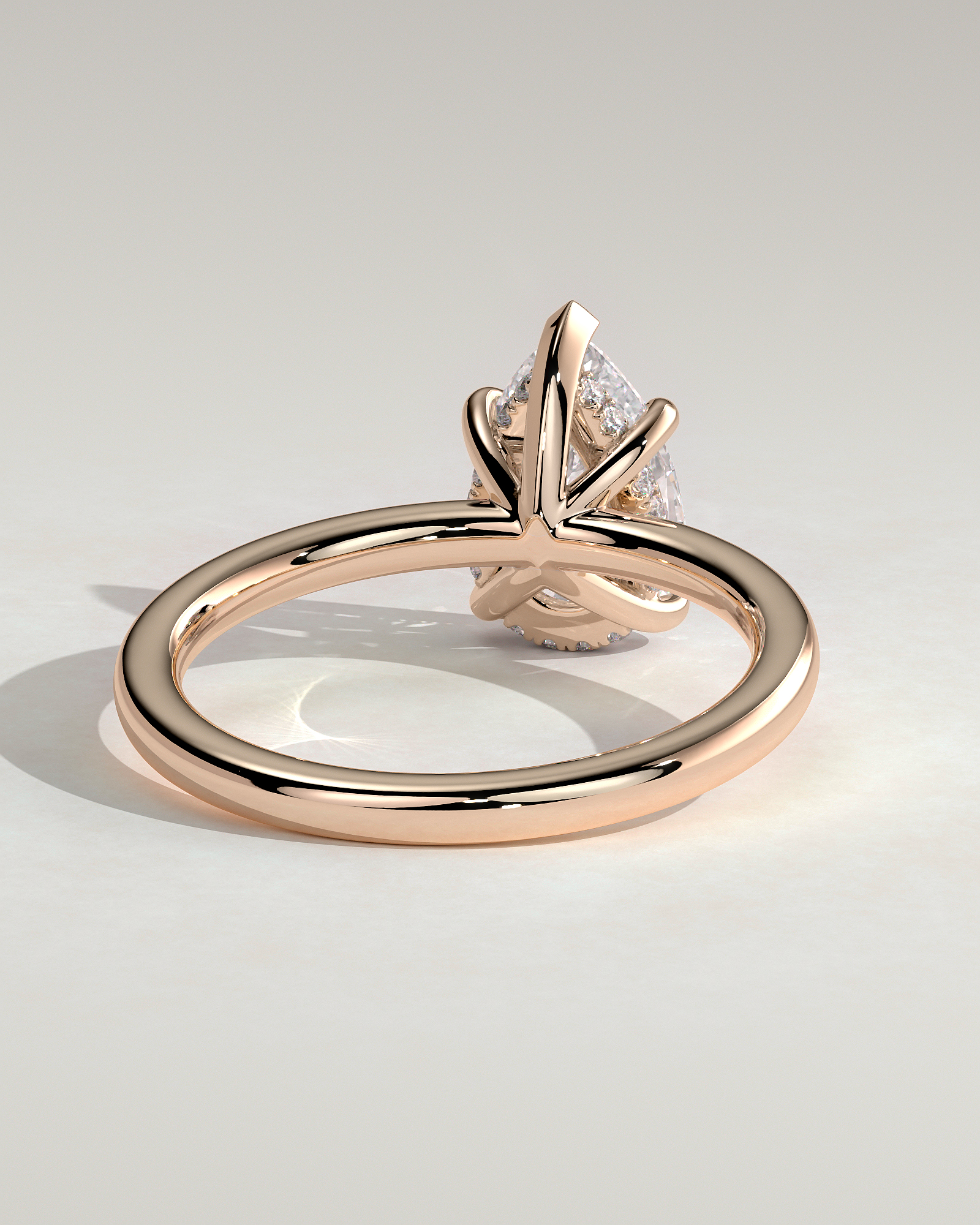 Nienna - 5 Claw Pear Solitaire with Hidden Halo - 18k Rose Gold