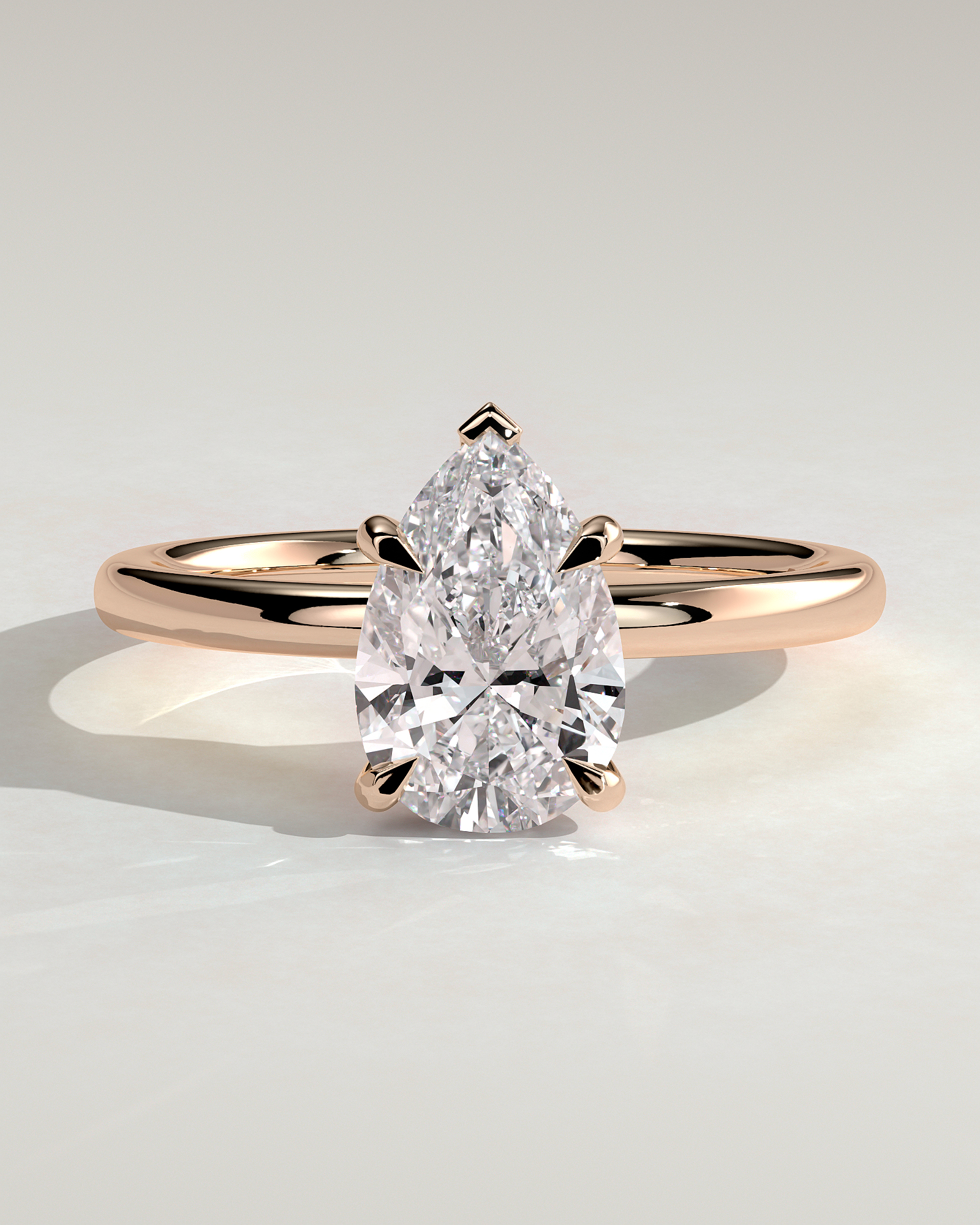 Nienna - 5 Claw Pear Solitaire with Hidden Halo - 18k Rose Gold