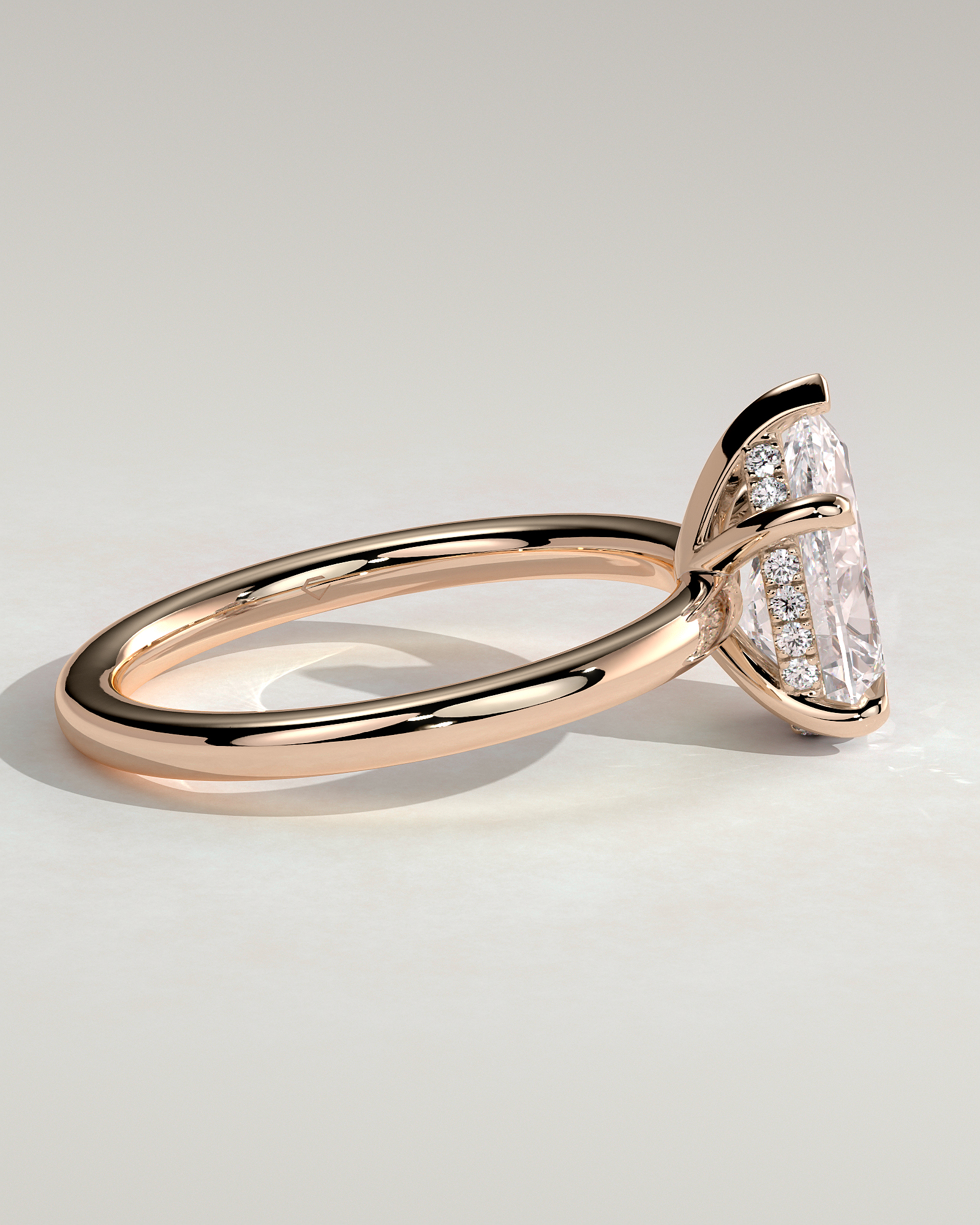 Nienna - 5 Claw Pear Solitaire with Hidden Halo - 18k Rose Gold