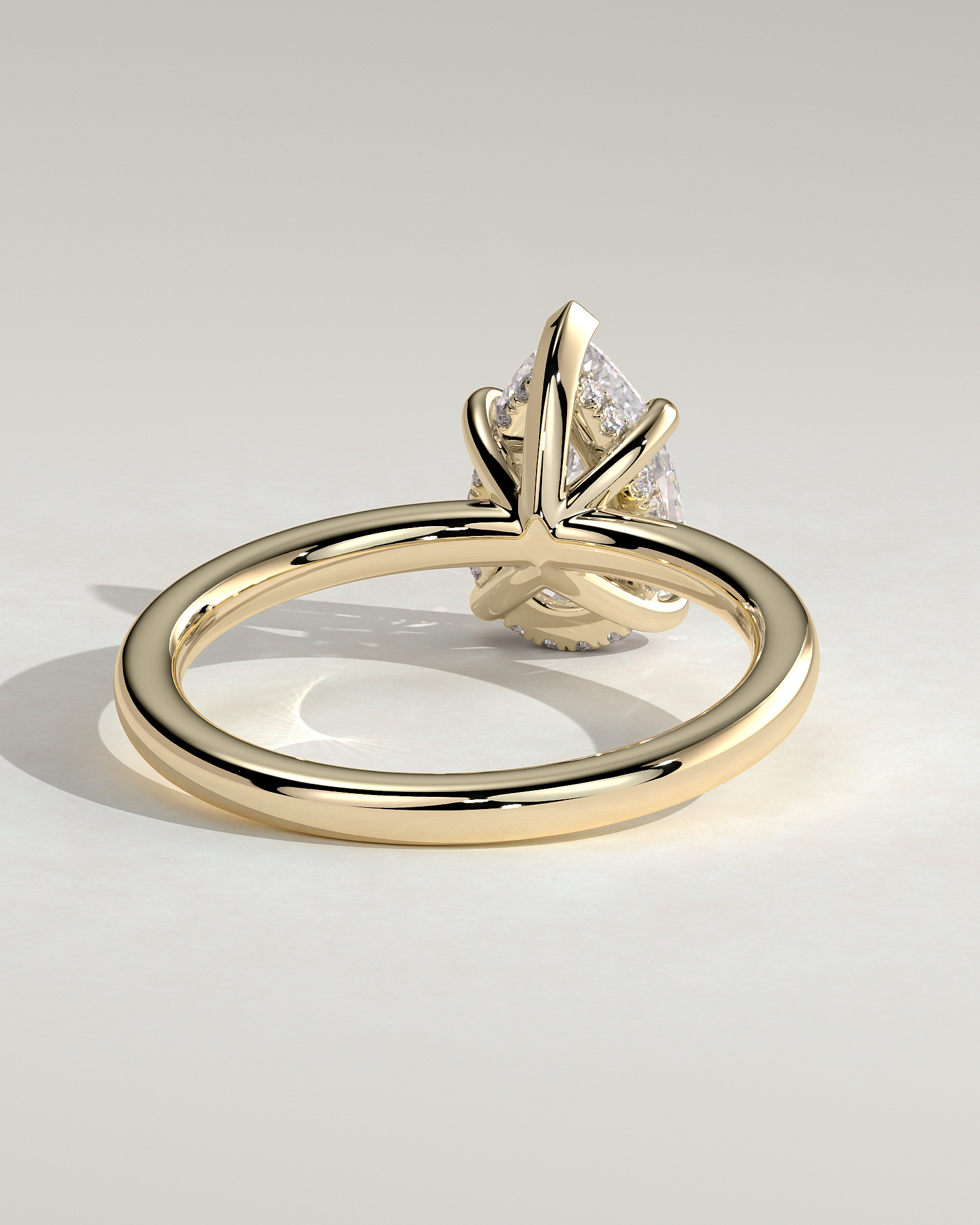 Nienna - 5 Claw Pear Solitaire with Hidden Halo - 18k Yellow Gold