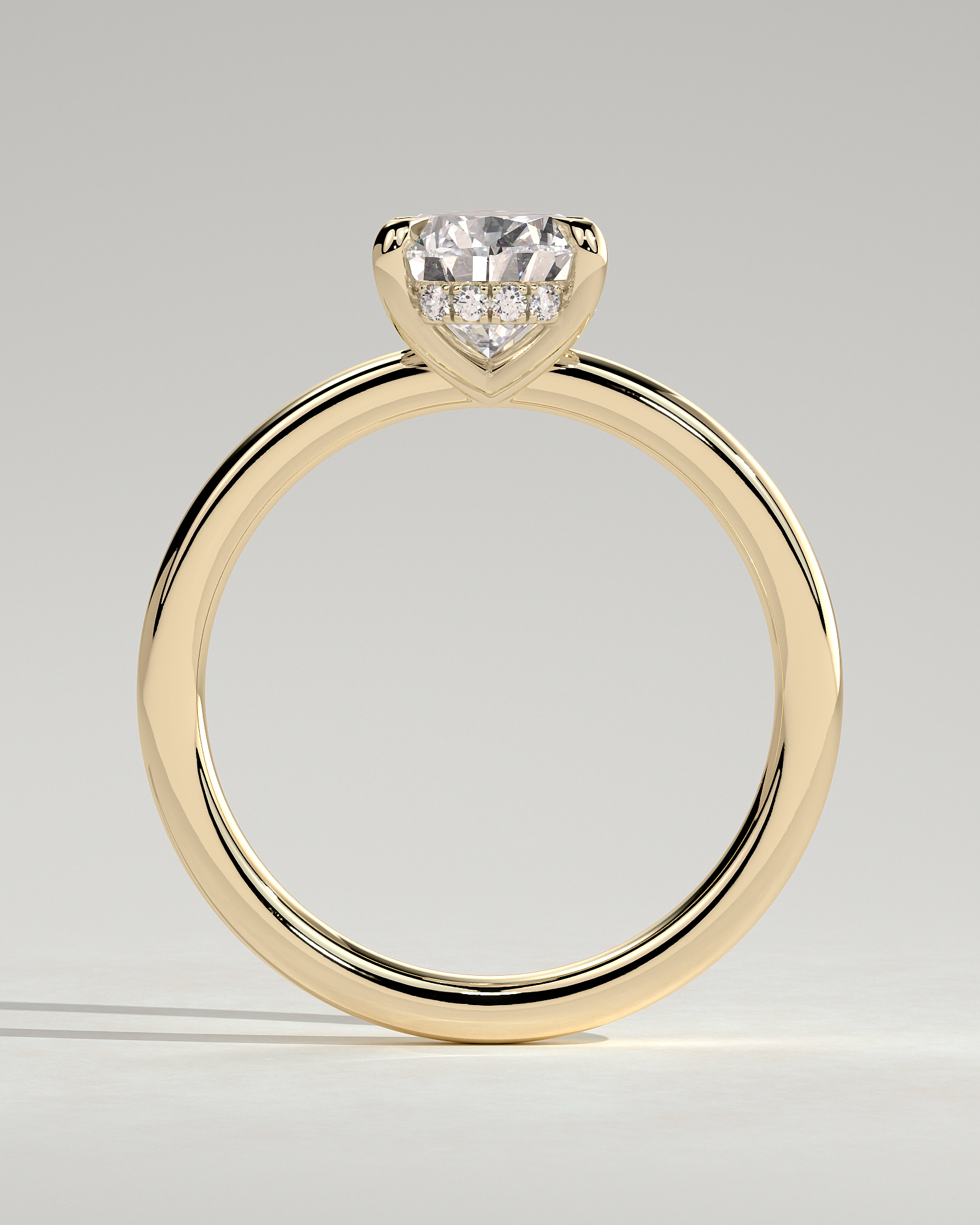 Nienna - 5 Claw Pear Solitaire with Hidden Halo - 18k Yellow Gold