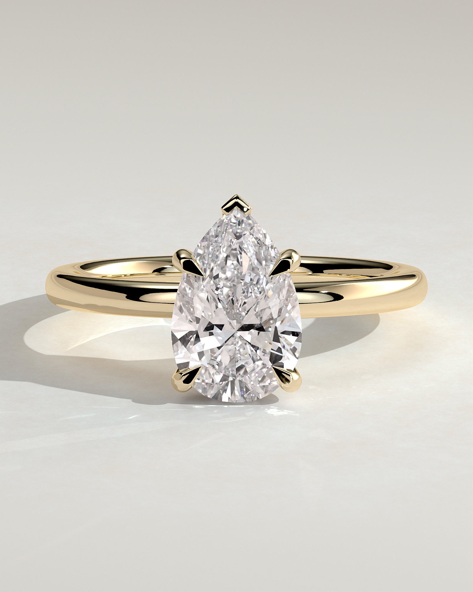 Nienna - 5 Claw Pear Solitaire with Hidden Halo - 18k Yellow Gold