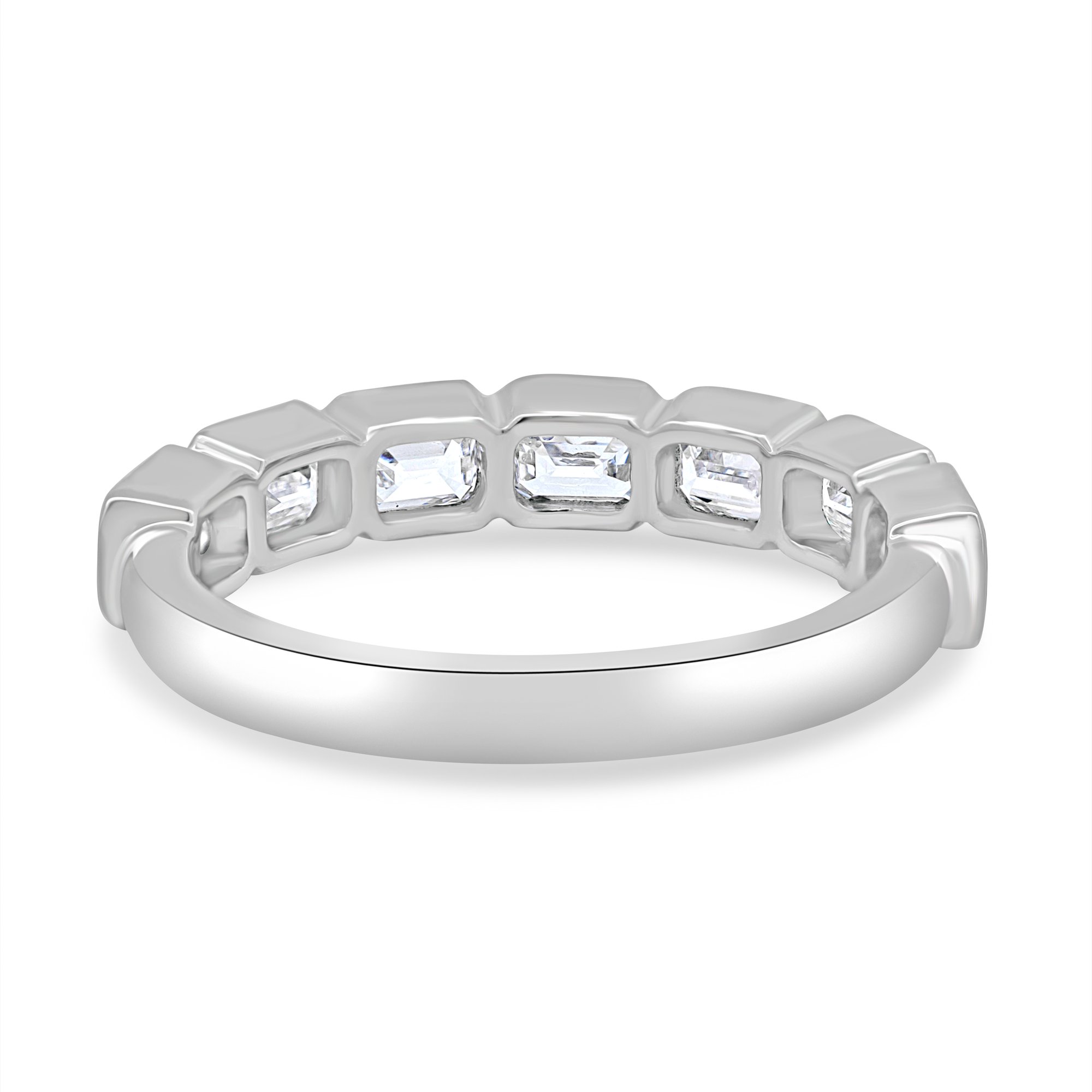 Nikki - Bezel Set Emerald Wedding Ring - 18k White Gold