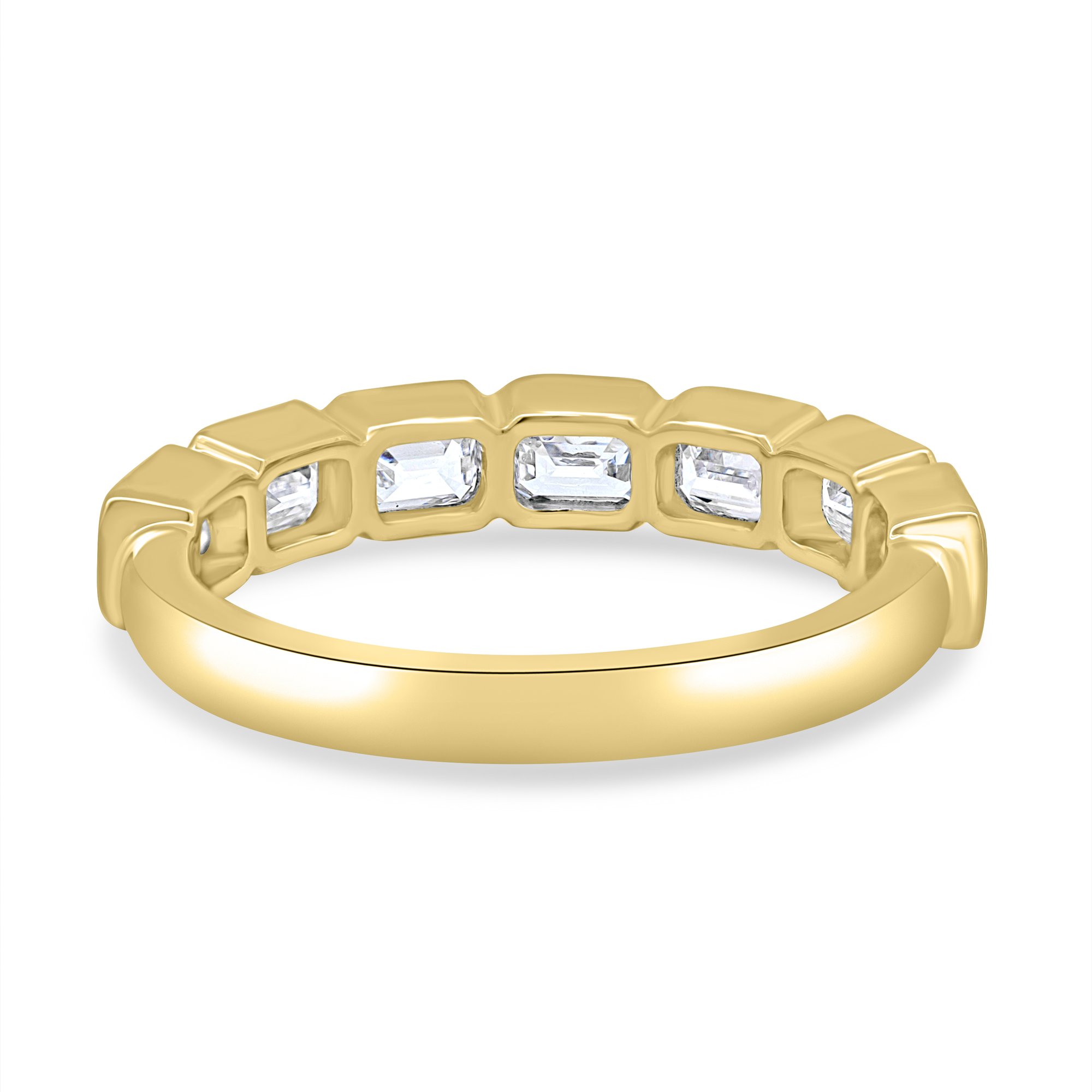 Nikki - Bezel Set Emerald Wedding Ring - 18k Yellow Gold