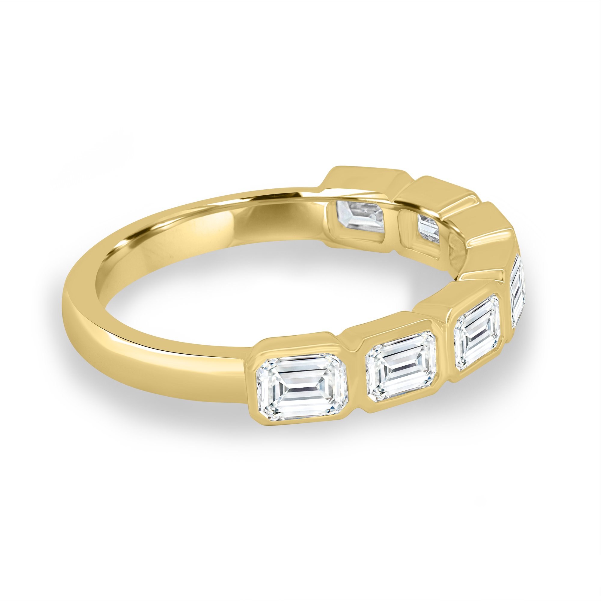 Nikki - Bezel Set Emerald Wedding Ring - 18k Yellow Gold