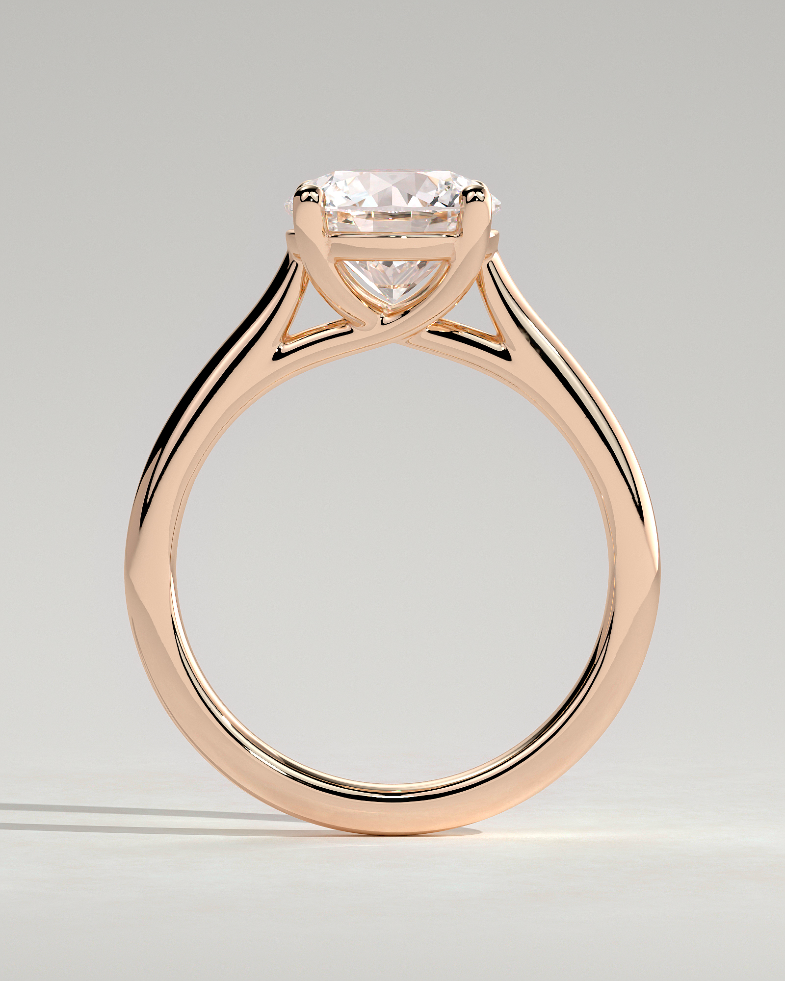 Noelle - 4 Claw Cathedral Round Solitaire - 18k Rose Gold