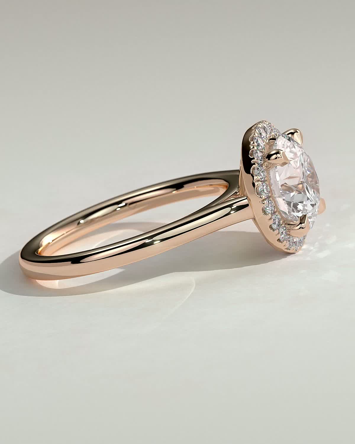 Nola - Round Halo with Cathedral - 18k Rose Gold