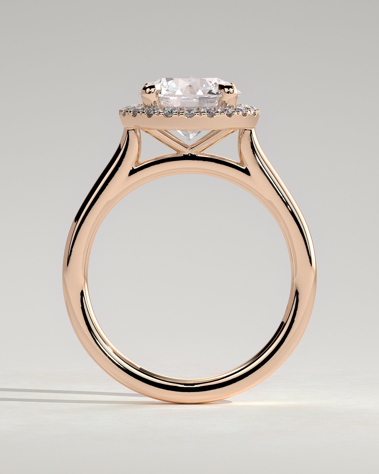 Nola - Round Halo with Cathedral - 18k Rose Gold
