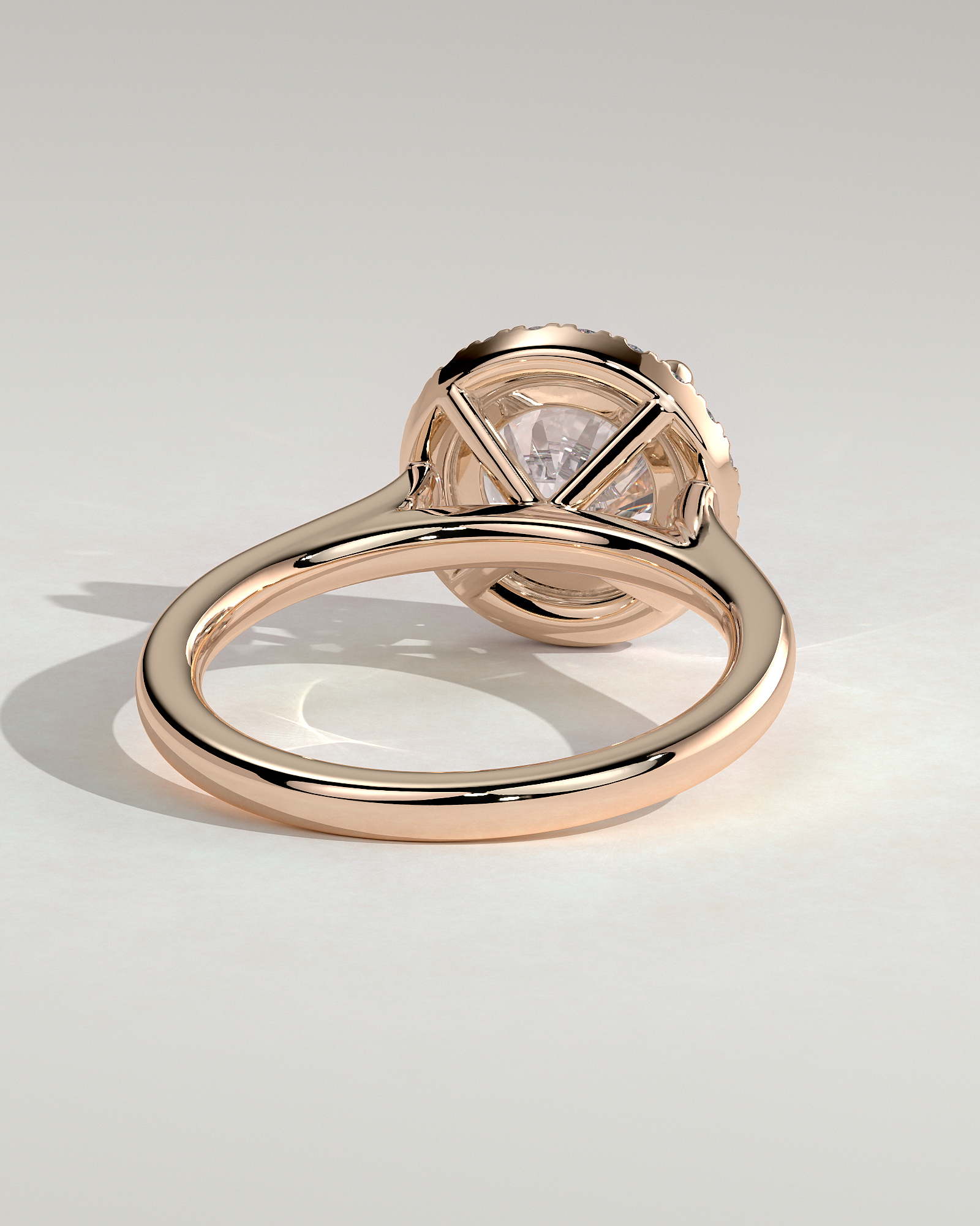 Nola - Round Halo with Cathedral - 18k Rose Gold