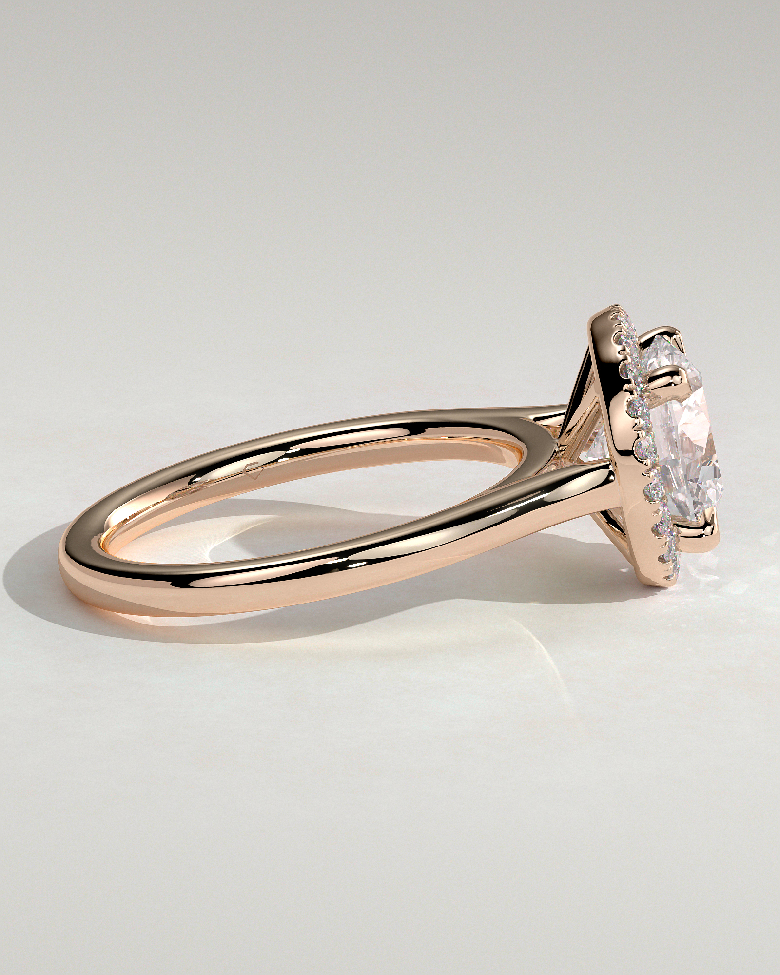Nola - Round Halo with Cathedral - 18k Rose Gold