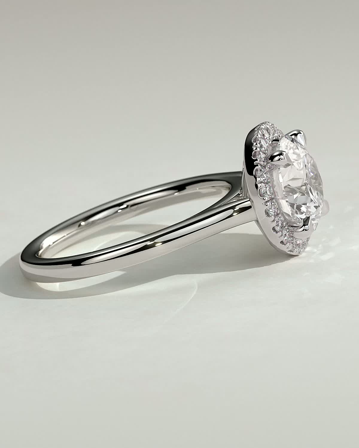 Nola - Round Halo with Cathedral - 18k White Gold