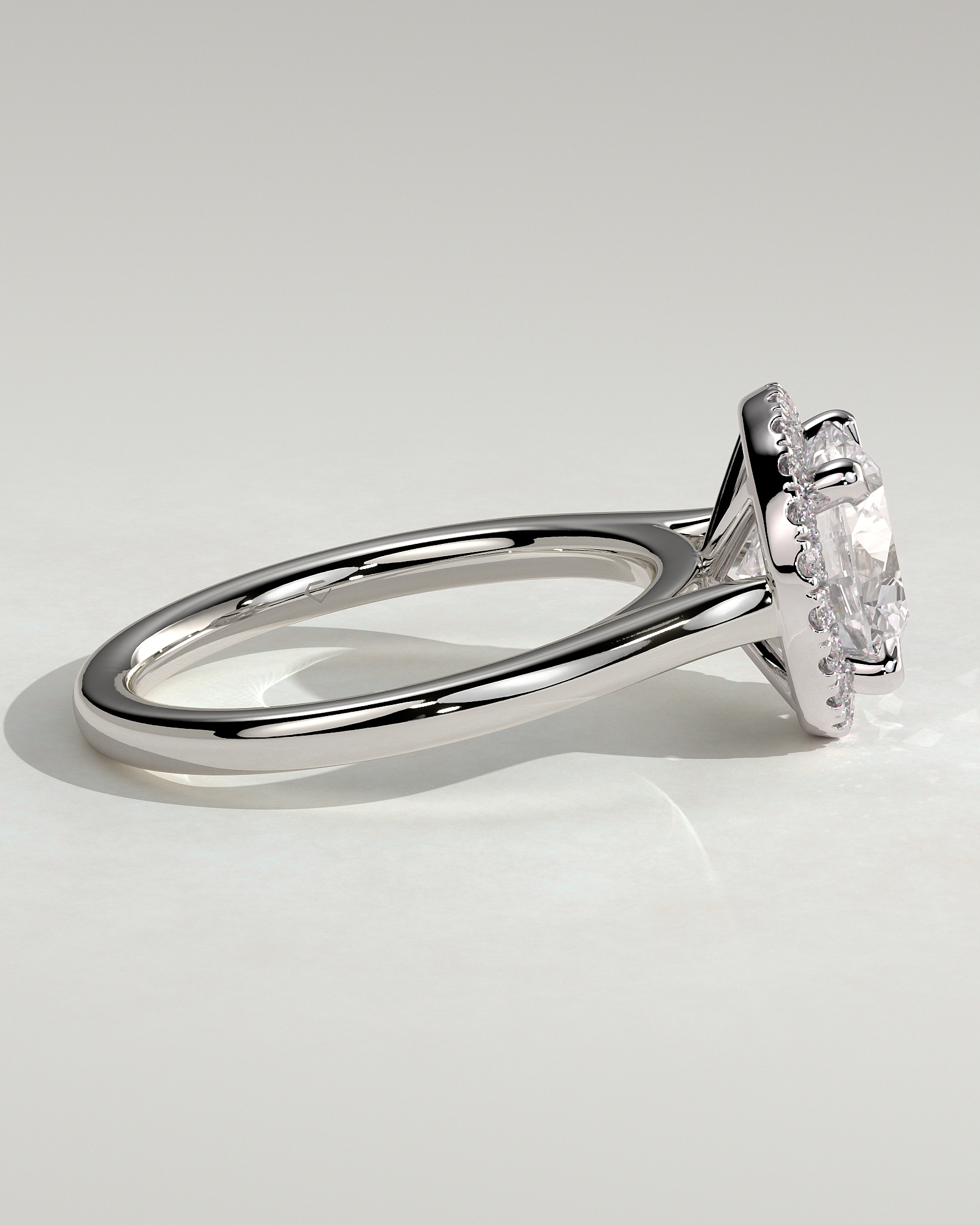 Nola - Round Halo with Cathedral - 18k White Gold