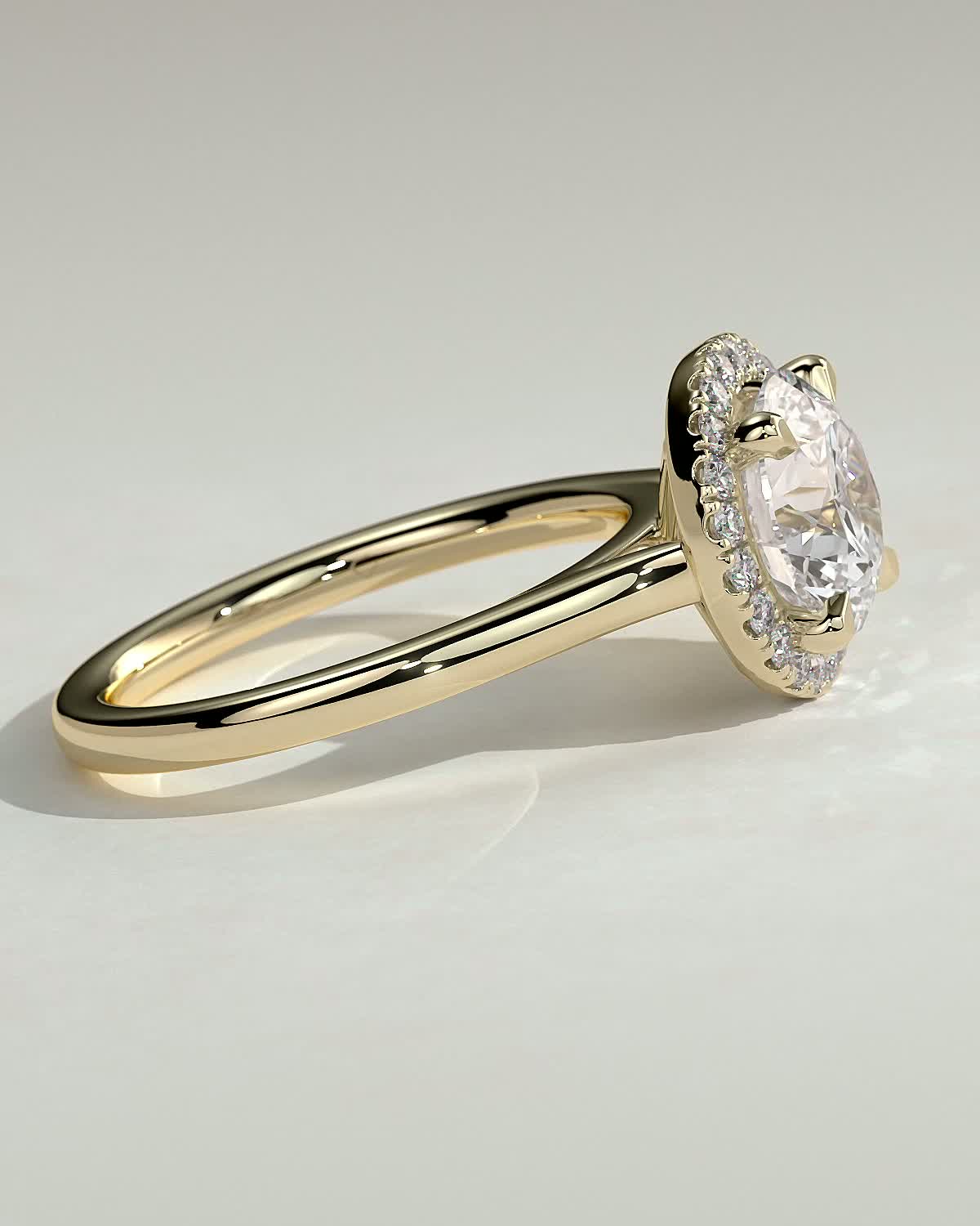 Nola - Round Halo with Cathedral - 18k Yellow Gold