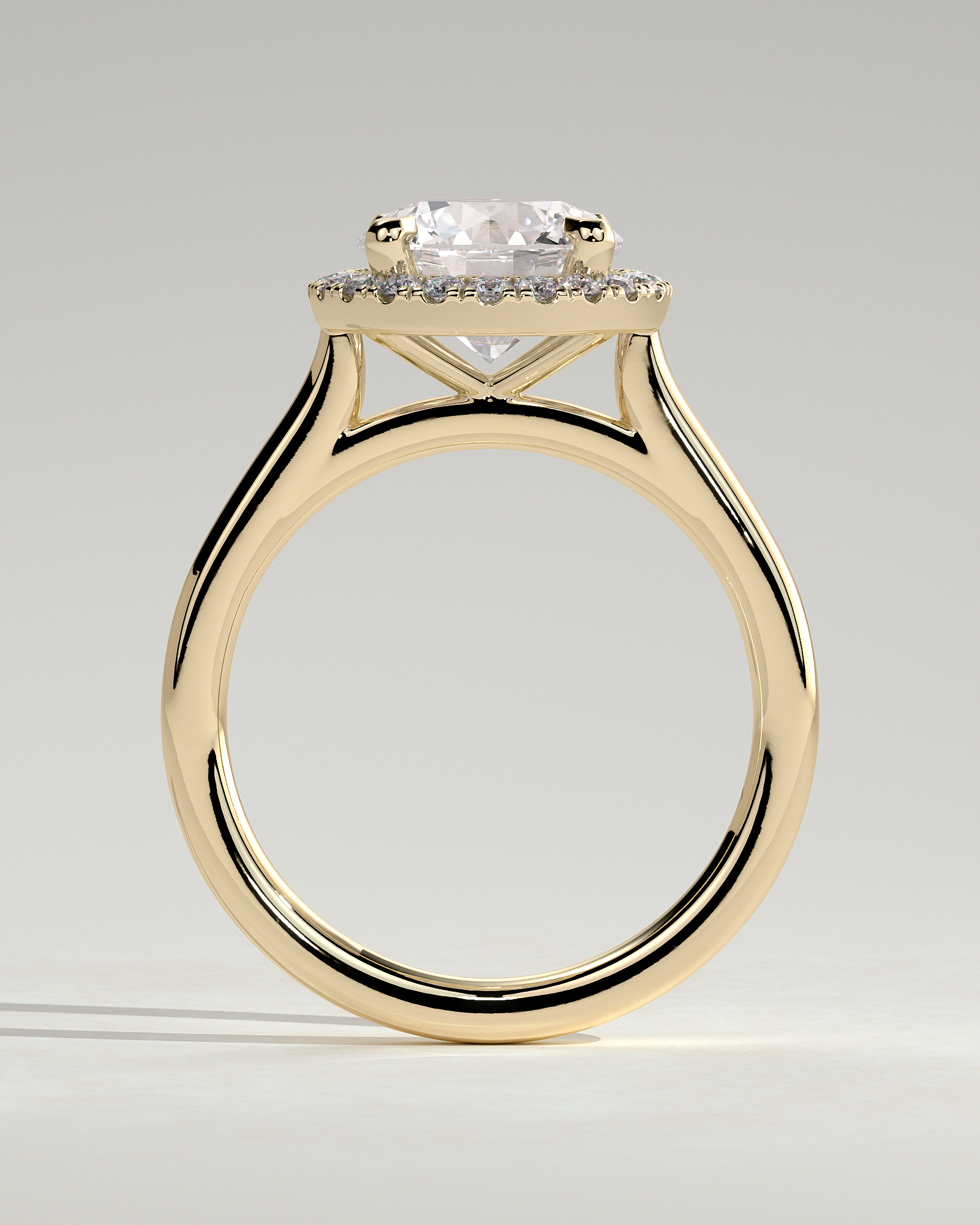 Nola - Round Halo with Cathedral - 18k Yellow Gold