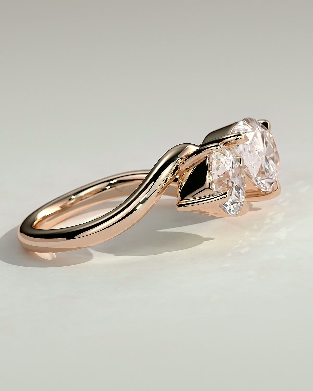 Noor - Pear and Round Stone Twist Toi et Moi - 18k Rose Gold